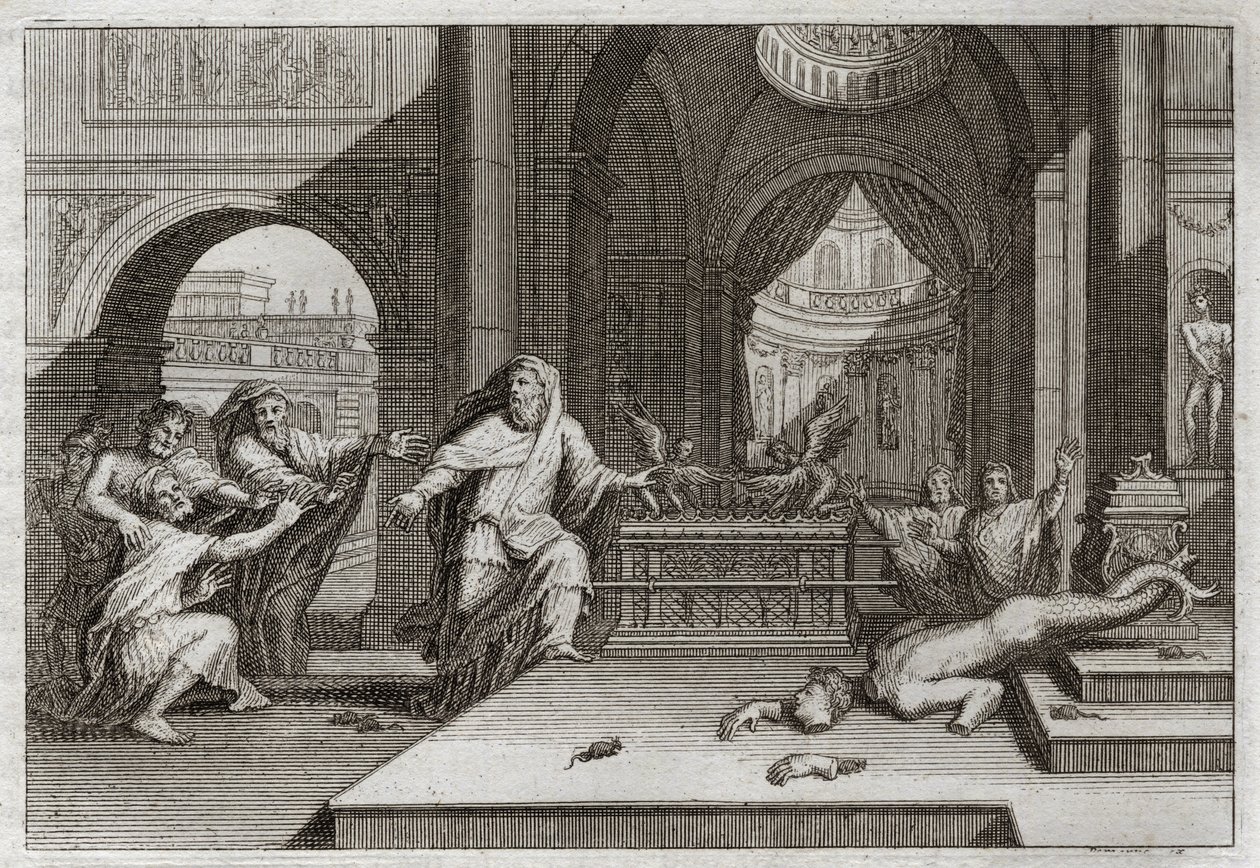 Bible de Royaumont, Ancien Testament : Idole de Dagon. Et quand les Philistins mirent l