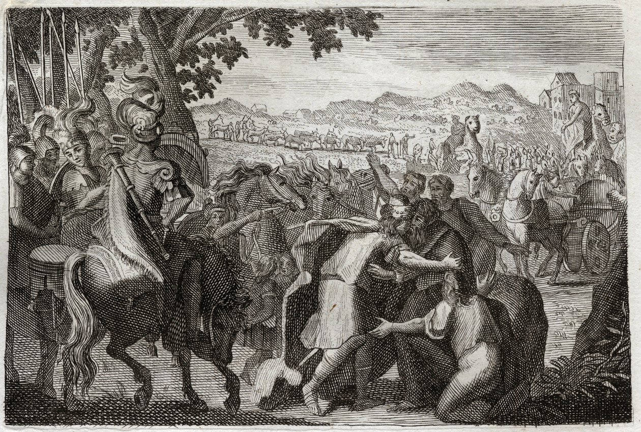 Bible de Royaumont, Ancien Testament : Jacob va en Égypte. Jacob va retrouver Joseph avec toute sa famille. Illustration de 1811. - Unknown artist