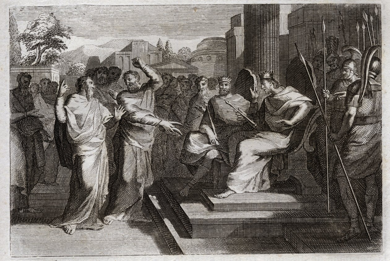 Bible de Royaumont, Ancien Testament : Piété de Josaphat. Josaphat, le roi le plus pieux de Juda, fait trembler tous les princes qui l