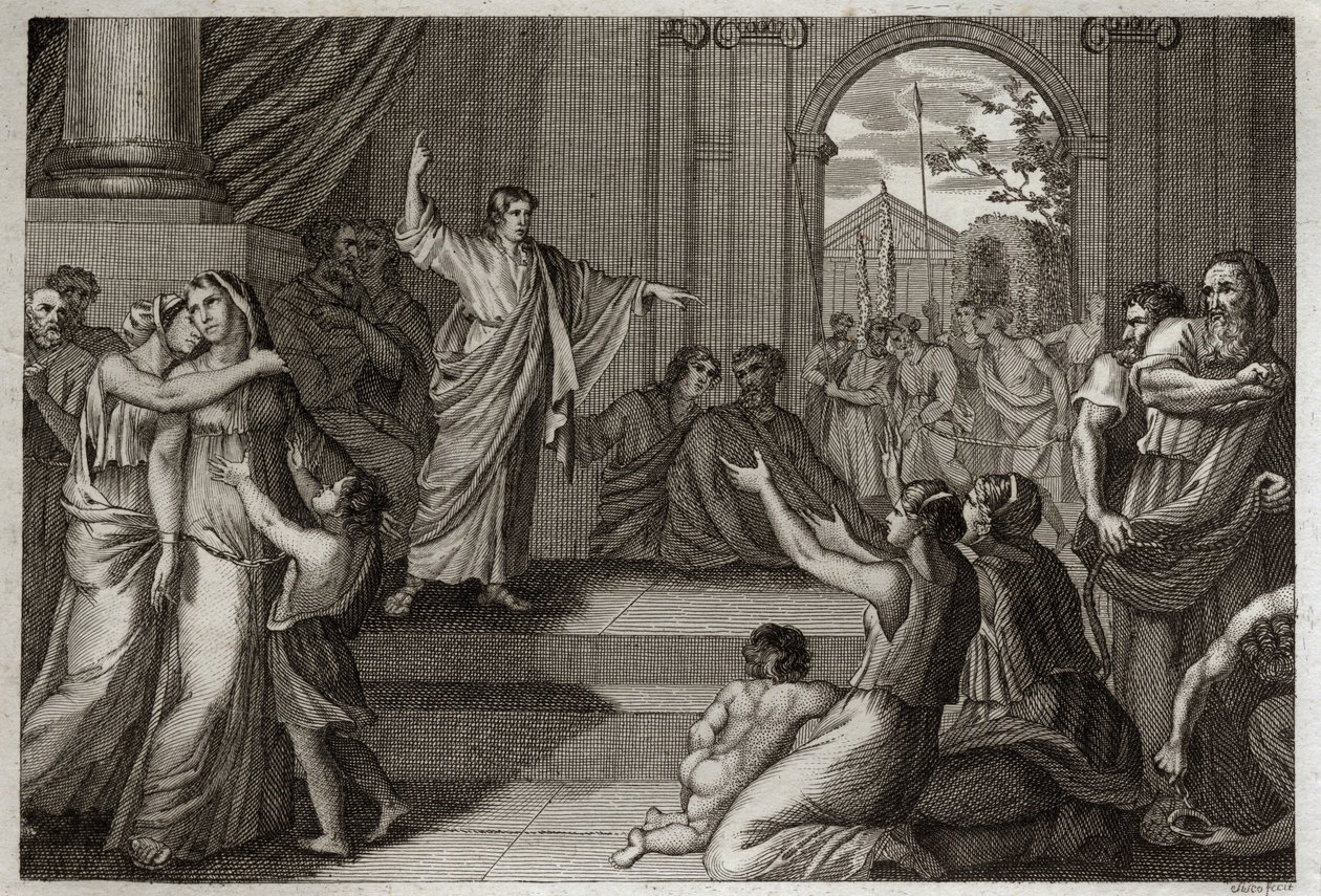 Bible de Royaumont, Ancien Testament : Suzanne délivrée. Dieu utilise la sagesse du jeune Daniel pour délivrer Suzanne de la mort, à laquelle elle avait été injustement condamnée. Illustration de 1811 - Unknown artist