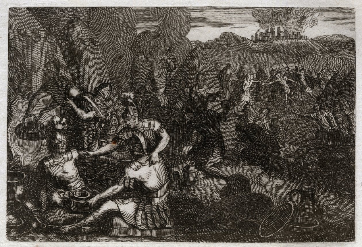 Bible de Royaumont, Ancien Testament : Voleurs de Siceleg. Des Amalécites viennent piller Siceleg en l