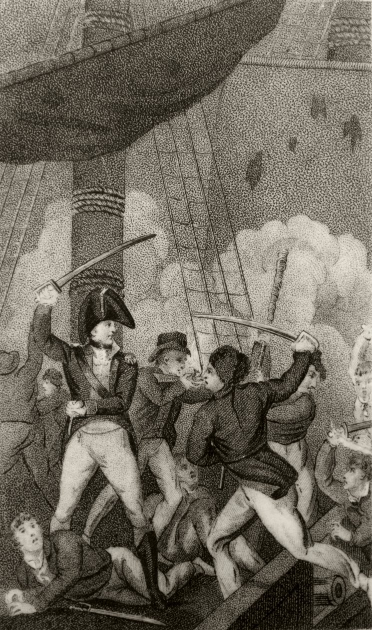 Barbe Noire abordant la Perle, commandée par le lieutenant Maynard - Unknown artist