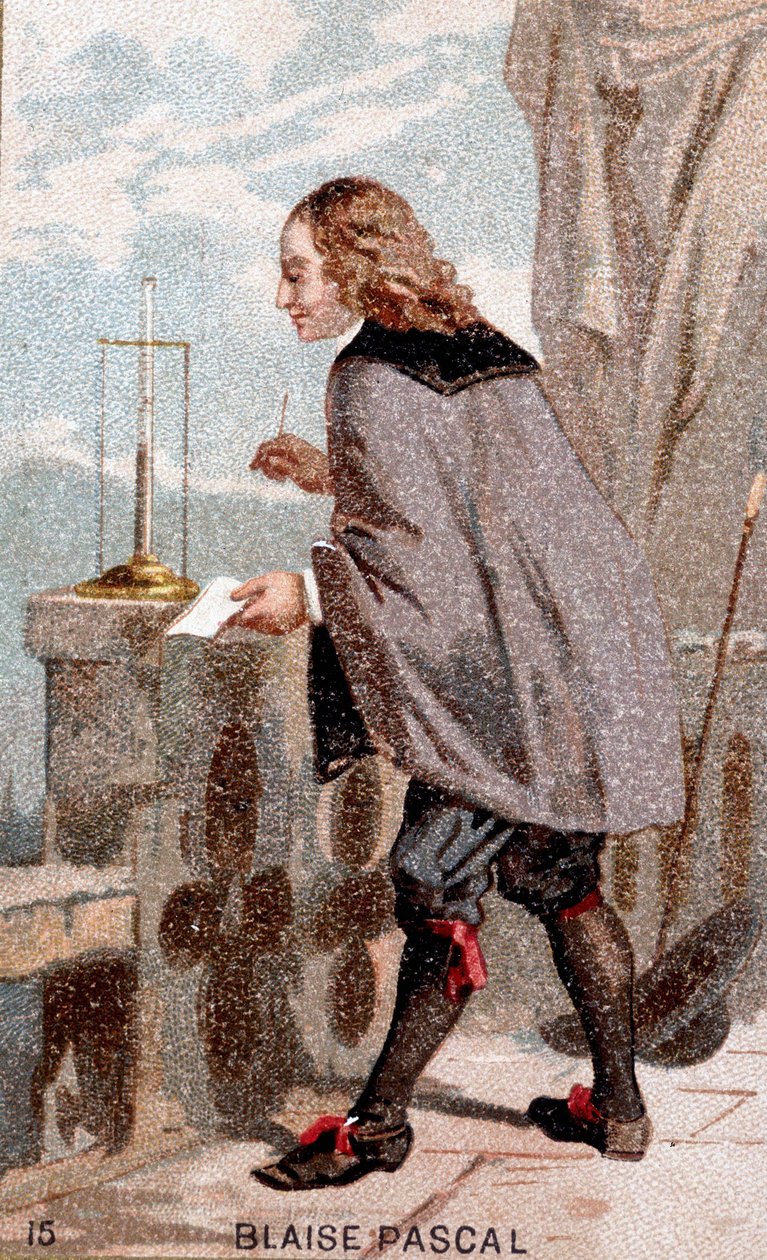 Blaise Pascal (1623 - 1662) devant un baromètre - Unknown artist