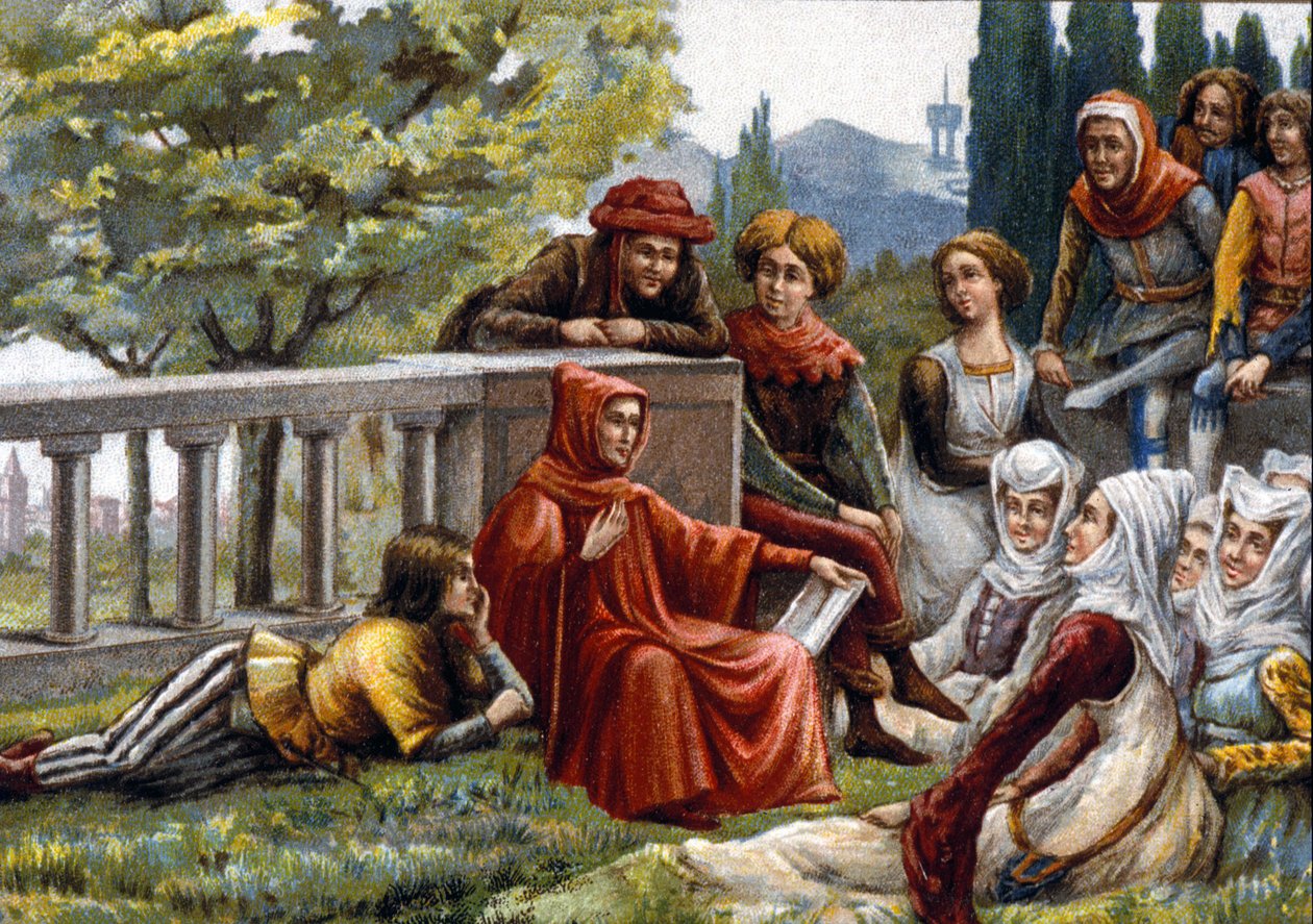 Boccace lisant le Décaméron à ses amis pendant l