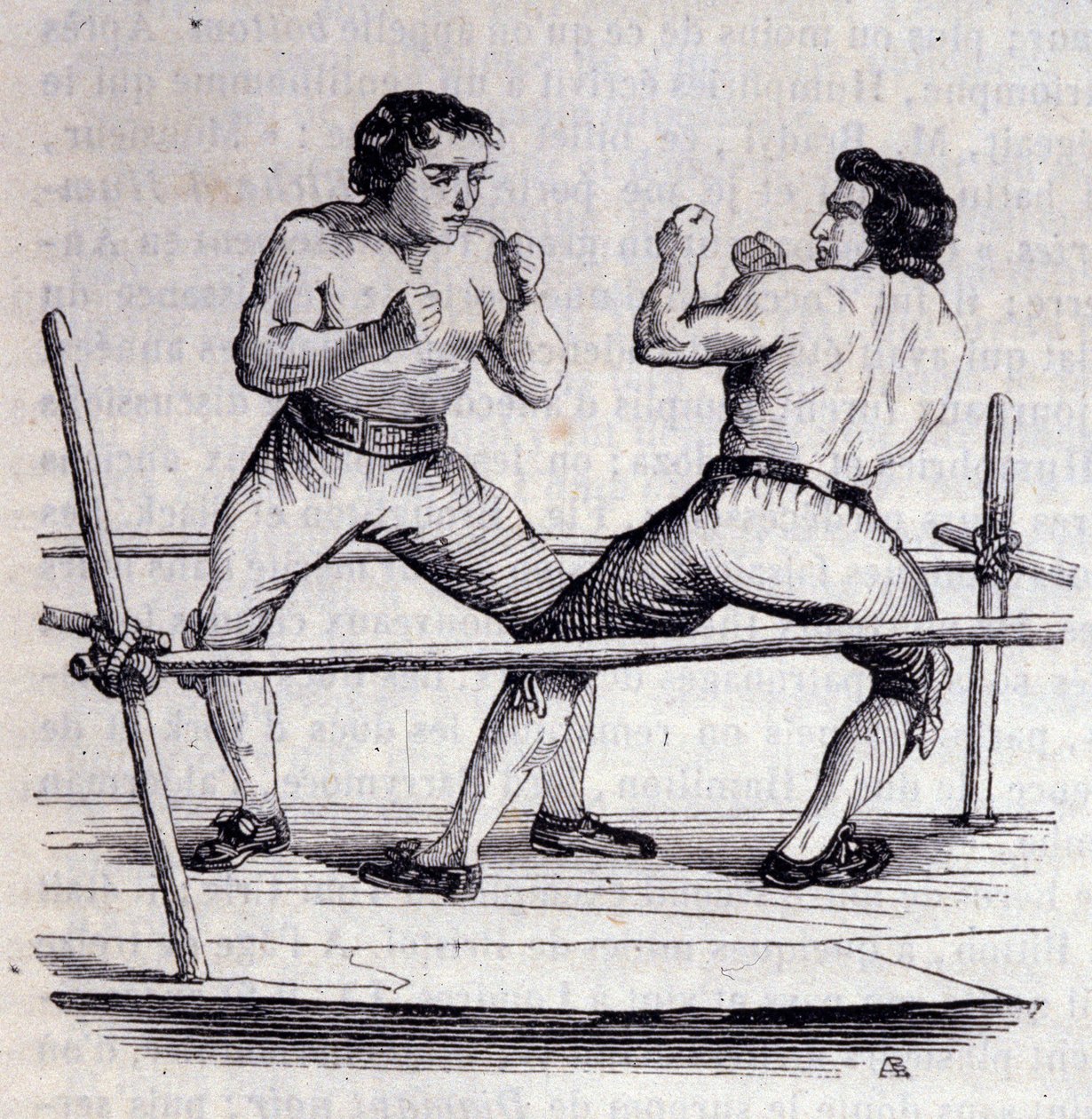 Boxeurs Daniel Mendoza (1764-1836) et Richard Humphries en 1790. Gravure du 19ème siècle - Unknown artist