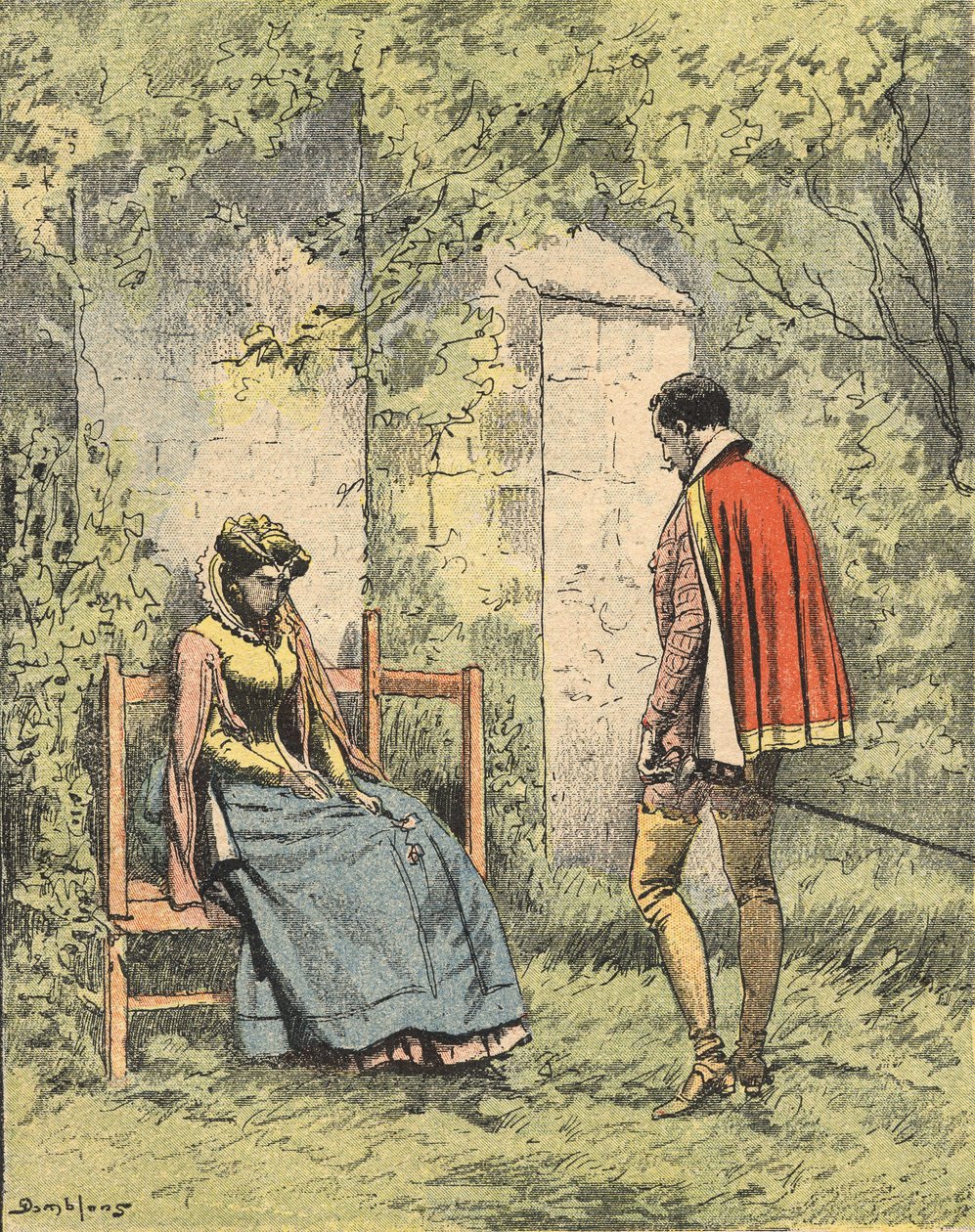 Bussy et Diane, connue sous le nom de Madame de Monsoreau, dans le jardin prêt de l
