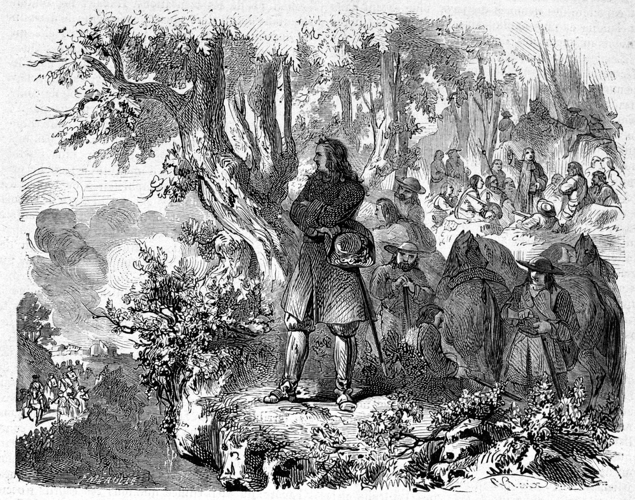 Camisards dans les Cévennes. Gravure du 19e siècle - Unknown artist