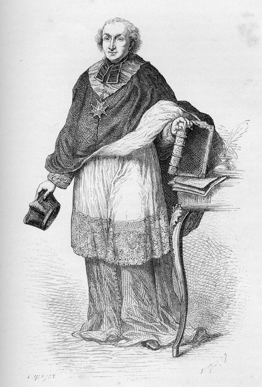 Cardinal Étienne-Charles de Loménie de Brienne - Étienne de Loménie de Brienne (1727-1794), prélat et homme politique français - gravure de "L
