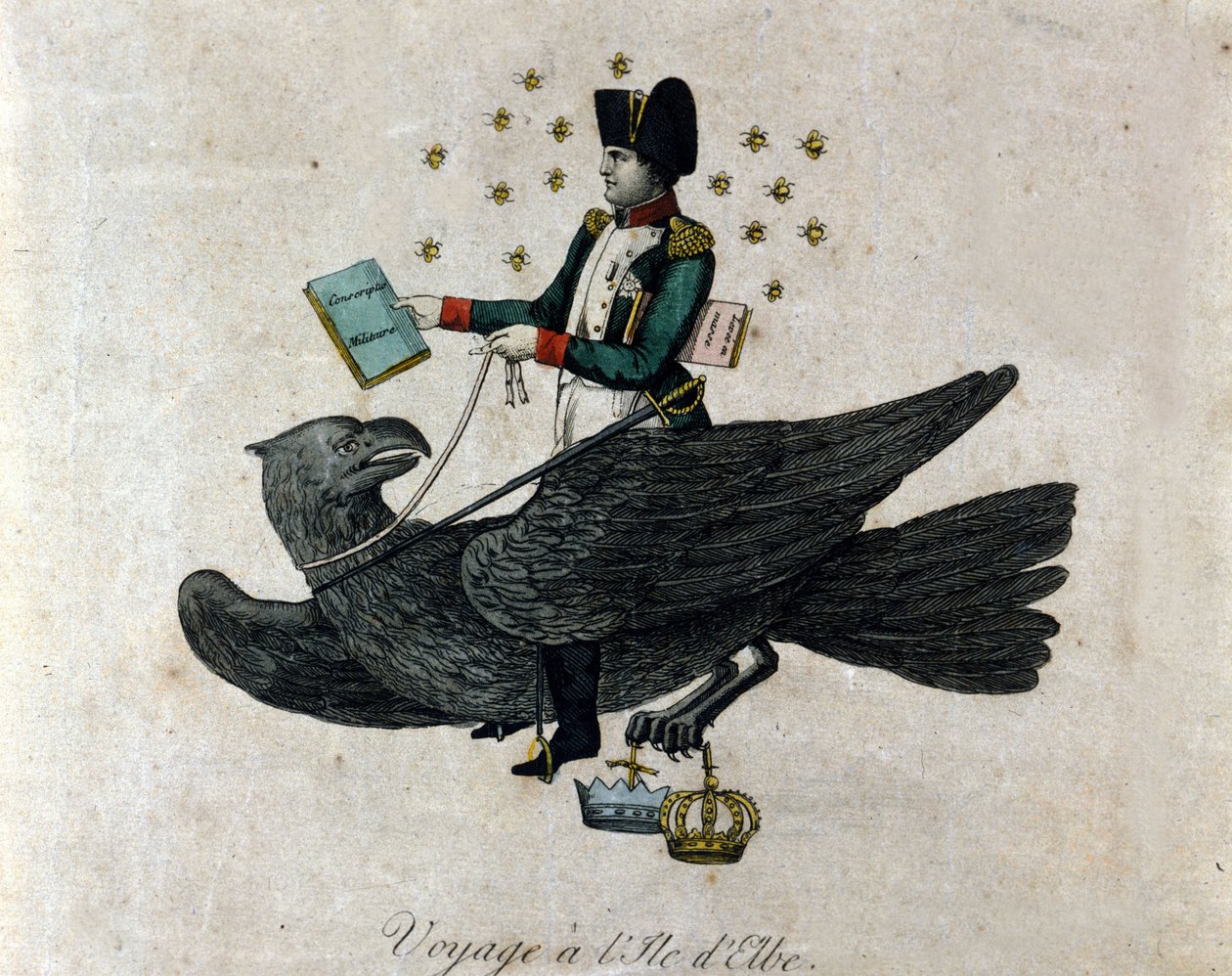 Caricature de Napoléon sur son exil à l