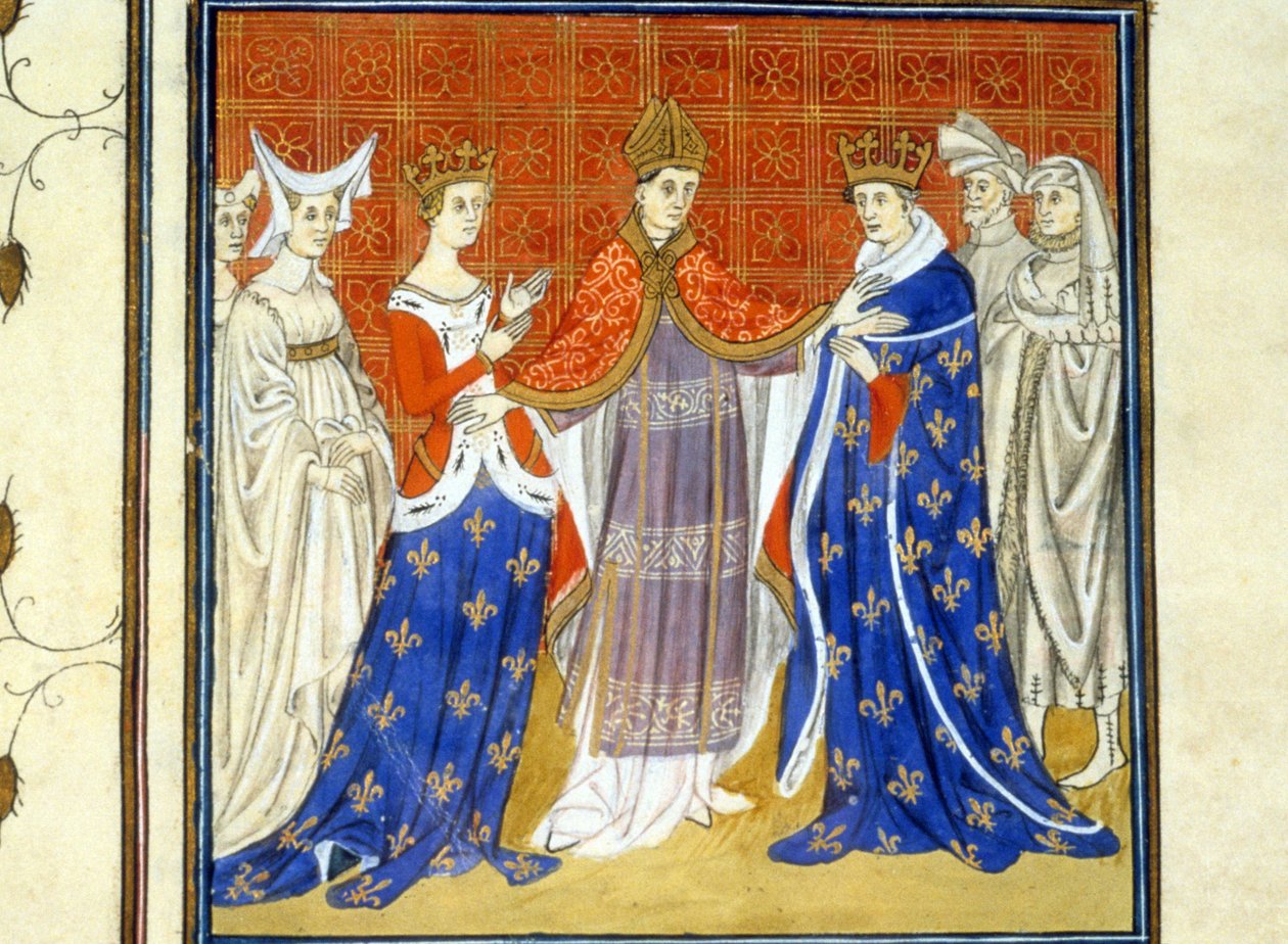 Charles IV le Bel et Blanche de Bourgogne - Miniature du Moyen Âge - Unknown artist