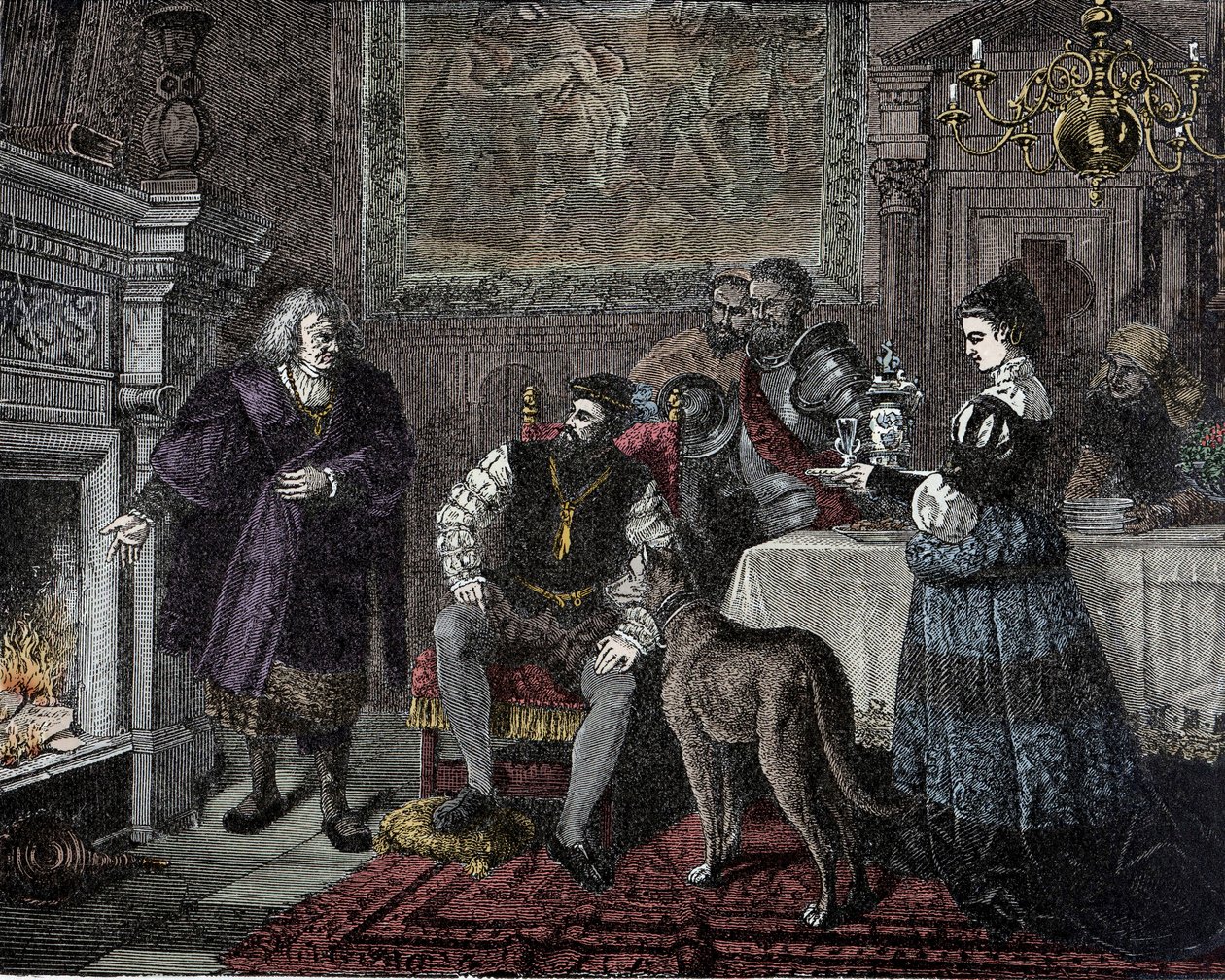 Charles V chez Fugger - Charles V (1500-1558) (Charles de Habsbourg) reçu par le banquier Jacob Fugger dit le Riche (1459-1525) à Augsbourg (Allemagne) - Unknown artist
