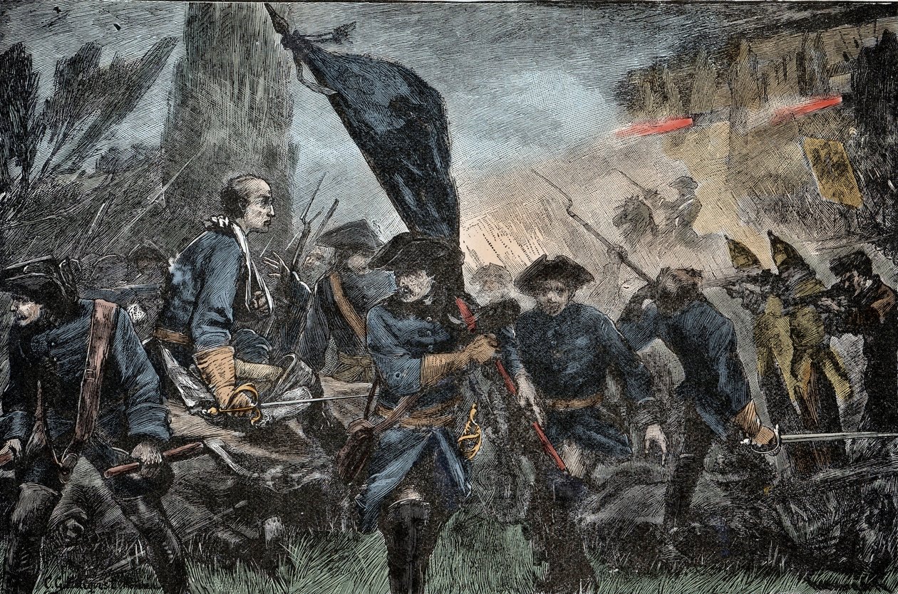Charles XII de Suède en bataille - Grande Guerre du Nord (1700-1721) : Le roi Charles XII (Carl) de Suède (1682-1728) à la bataille de Poltava (Pultawa, Ukraine), en 1709 contre les armes de Pierre Ier de Russie, dit le Grand (1672-1725) - Unknown artist