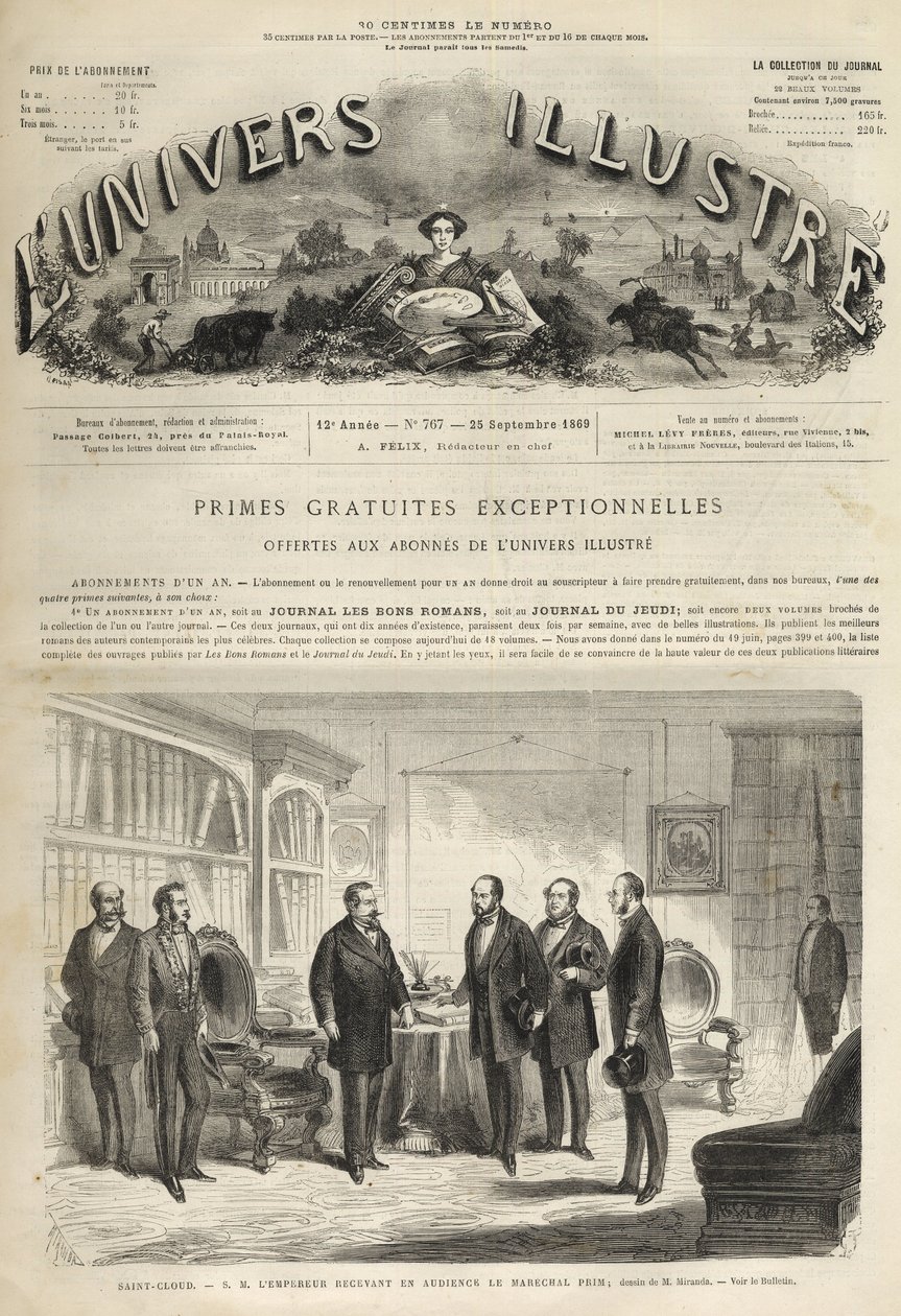 Château de Saint-Cloud Napoléon III recevant Juan Prim (général et homme d