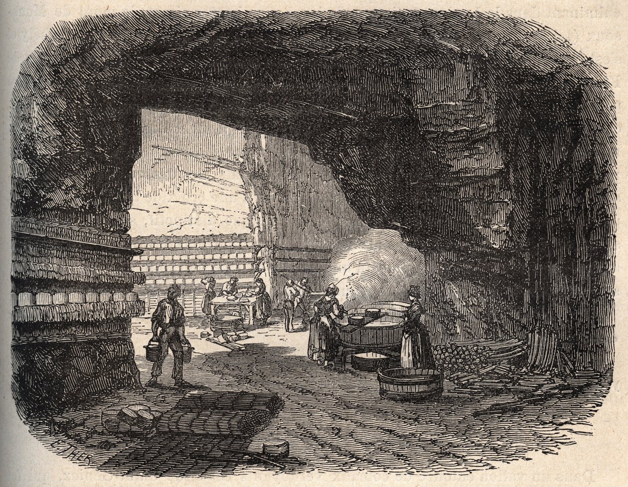 Fromages - caves de roquefort - gravure dans « PATRIE » - DESCRIPTION PICTURESQUE DE LA FRANCE EN 6 VOLUMES PAR LUCIEN HUARD - fin 19ème siècle - Unknown artist