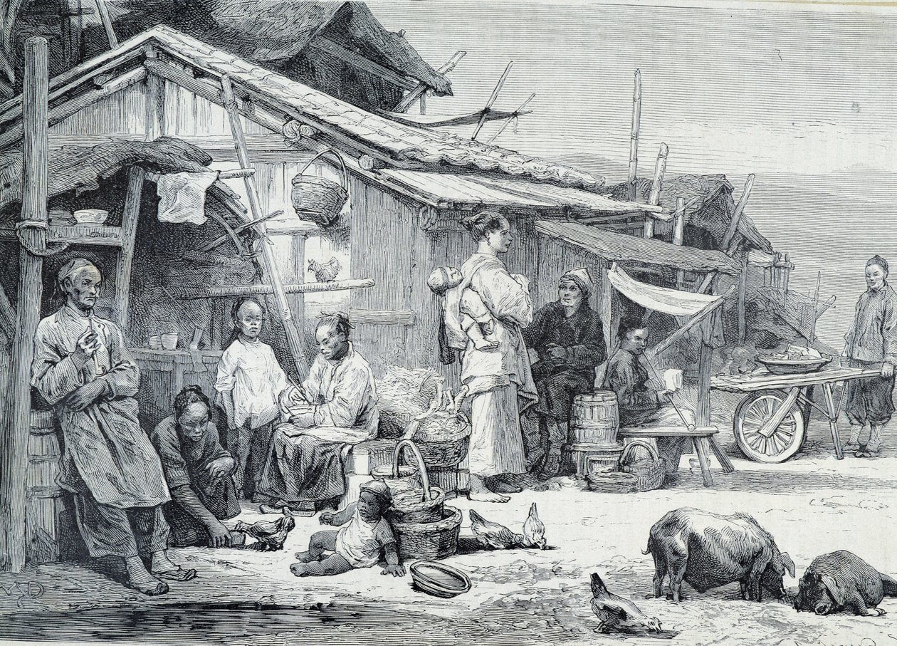 Village de pêcheurs chinois en Californie - Unknown artist