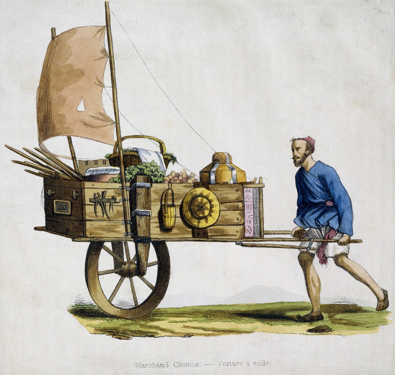 Marchand chinois et son chariot à voile - Unknown artist