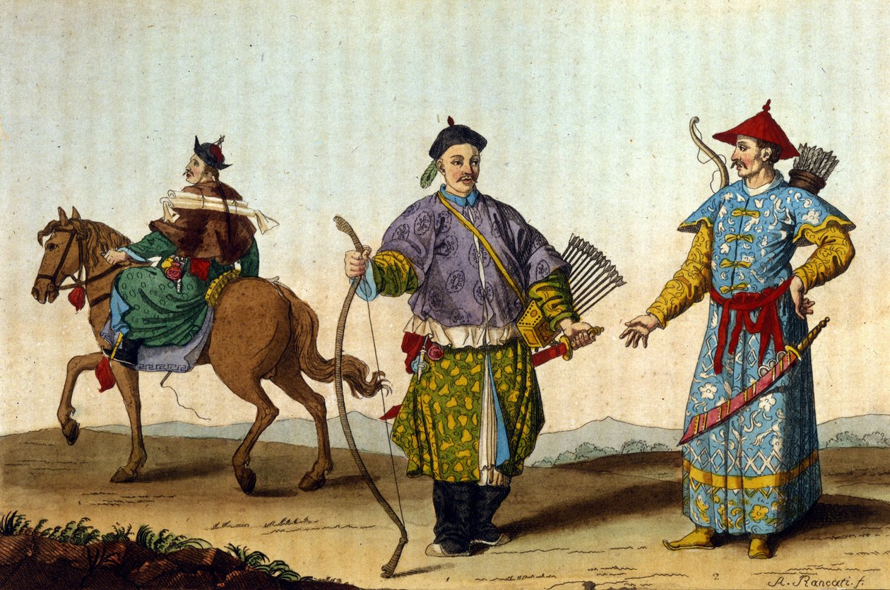 Mandarins militaires chinois de différentes époques - dans "Le costume ancien et moderne" de J. Ferrario, éd. Milan - Unknown artist