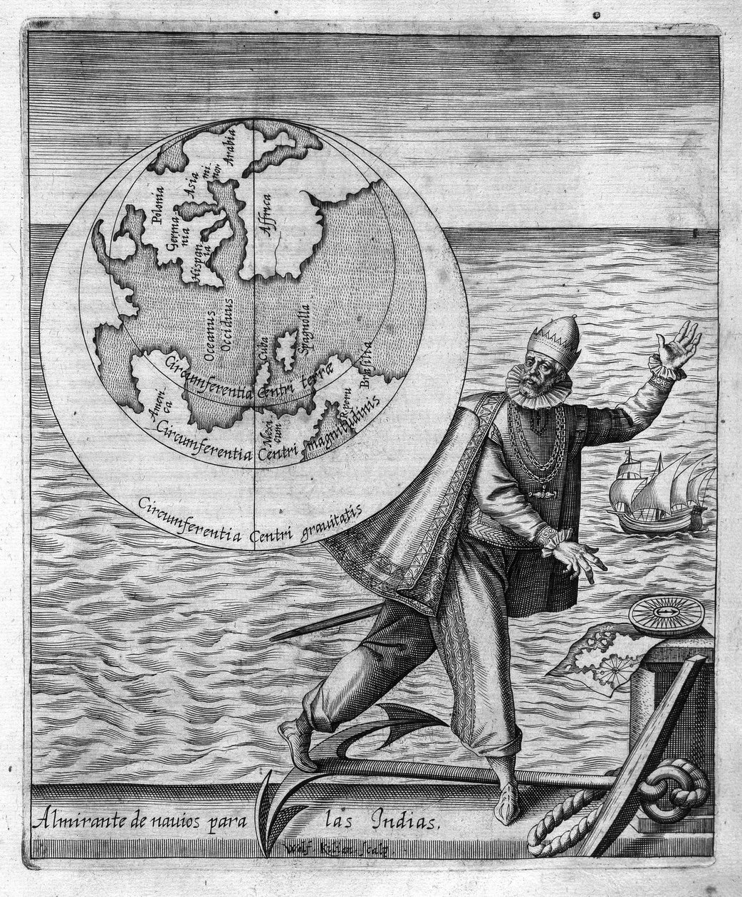 Christophe Colomb (Cristoforo Colombo) - dans « Nova Tipus Transacto Navigatio Novi Orbi » par Philoponus Honorius - Unknown artist