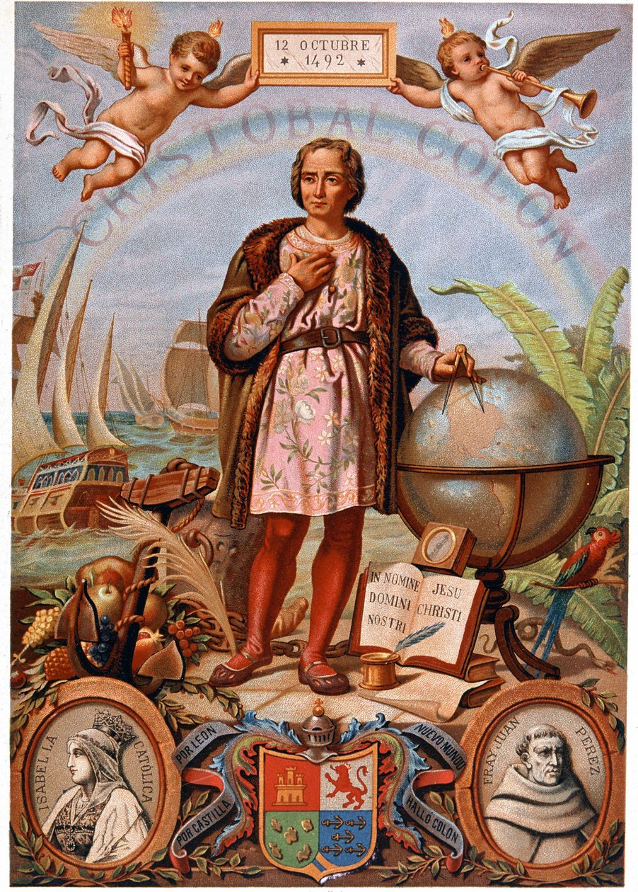 Christophe Colomb. À gauche, portrait d