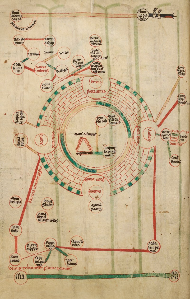 Carte circulaire de Jérusalem, avec le Temple et le Saint-Sépulcre - Unknown artist