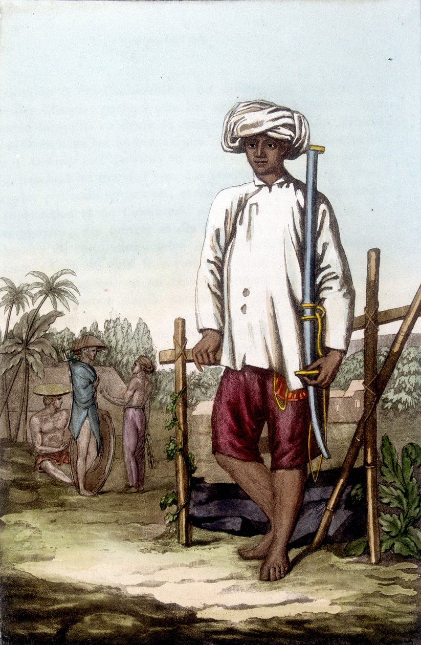 Soldat cochinchinois. Bibliothèque des arts décoratifs de Paris « Le costume ancien et moderne » - Unknown artist