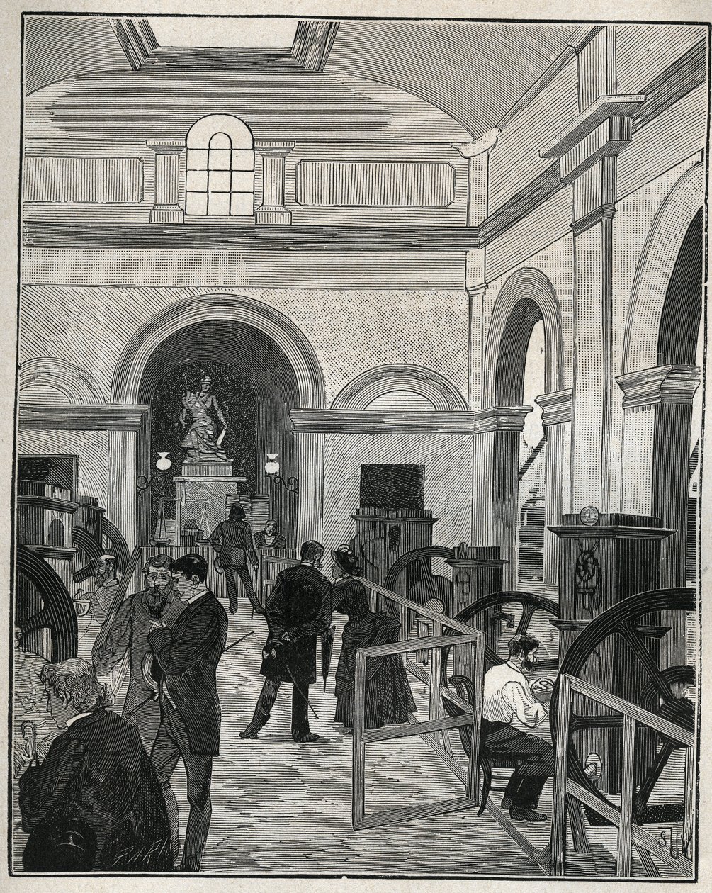 Atelier de frappe à la Monnaie de Paris. Gravure de 1885 dans 