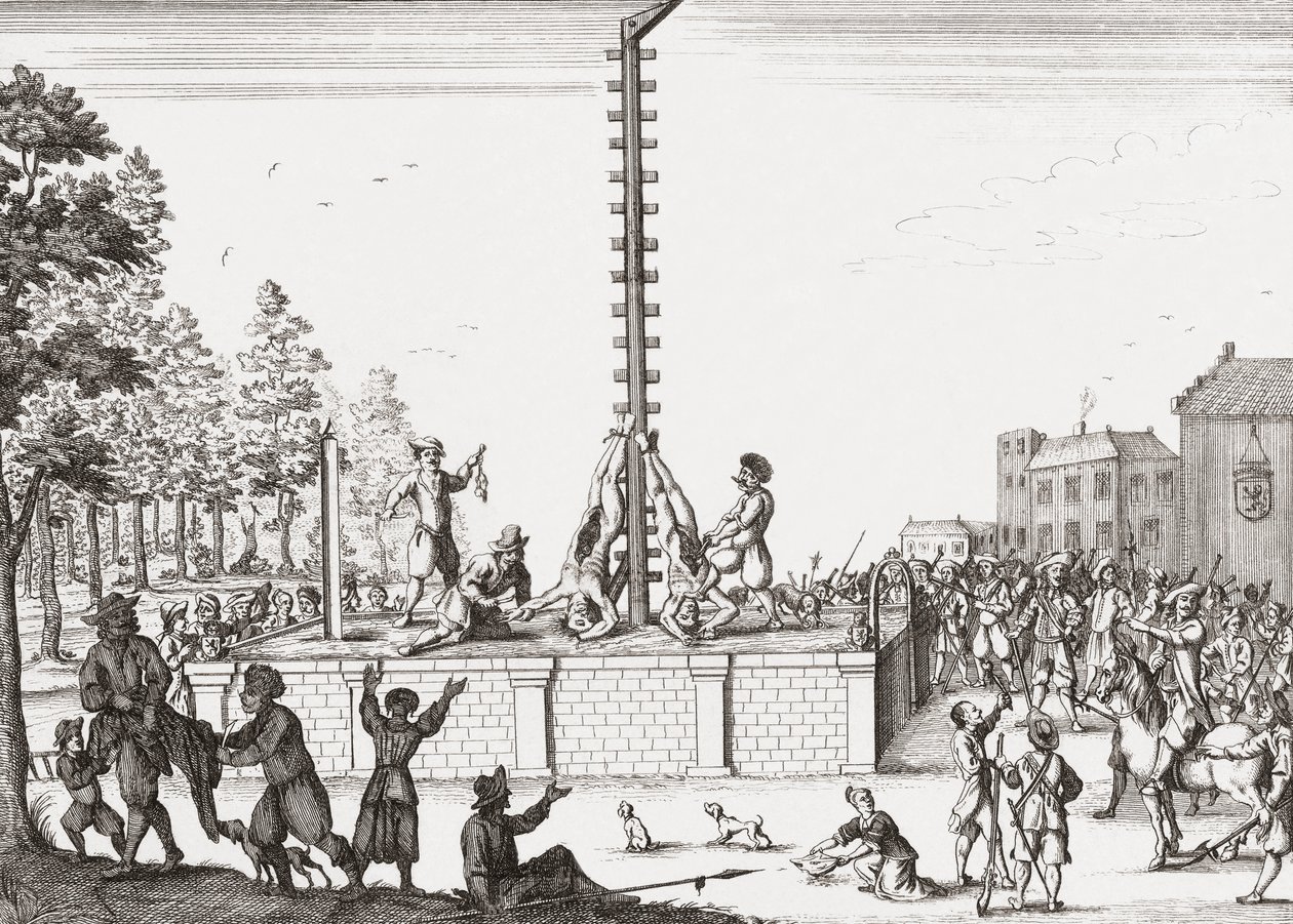 Cadavres de Johan et Cornelis de Witt pendus à la potence. - Unknown artist