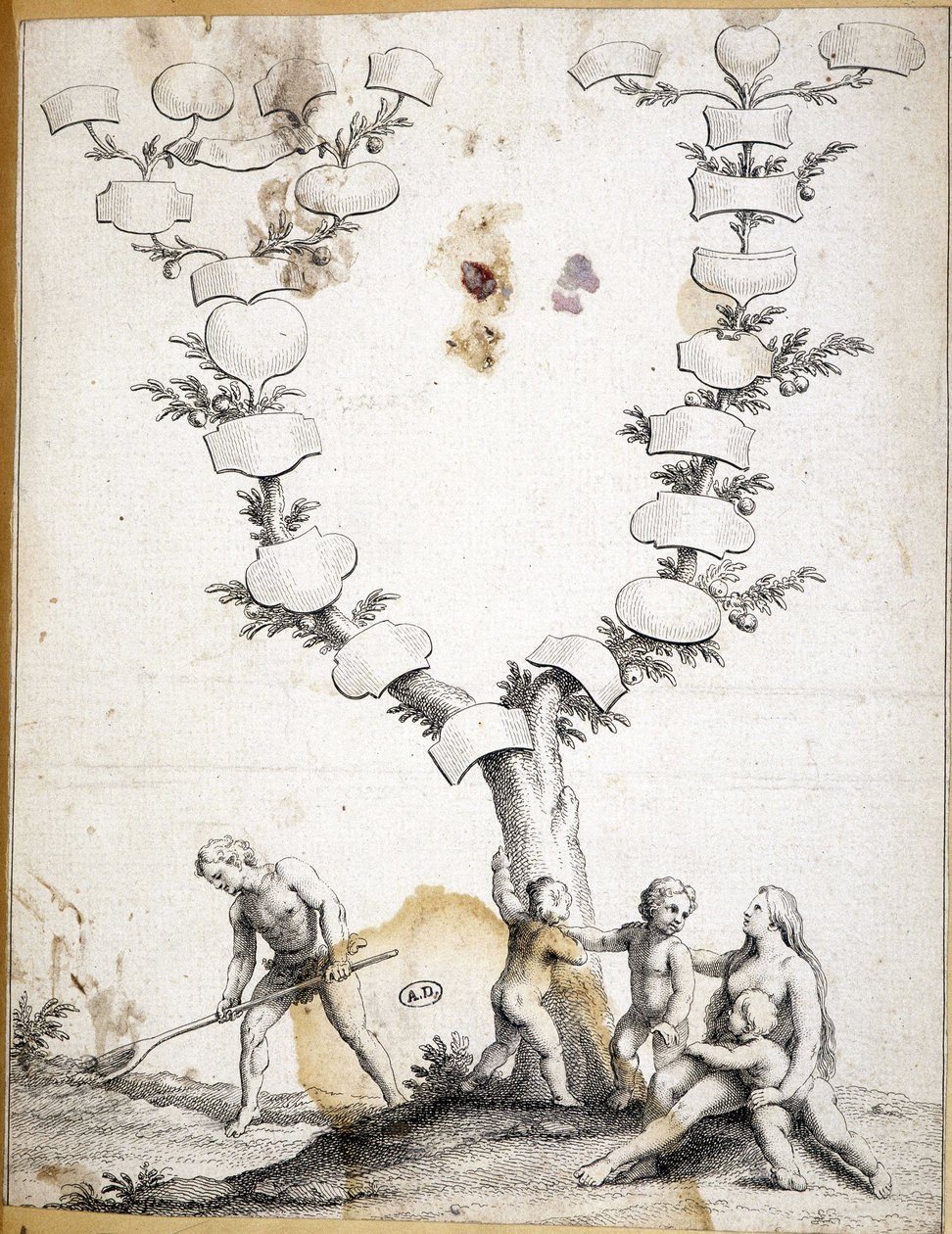 Couple avec enfants au pied d