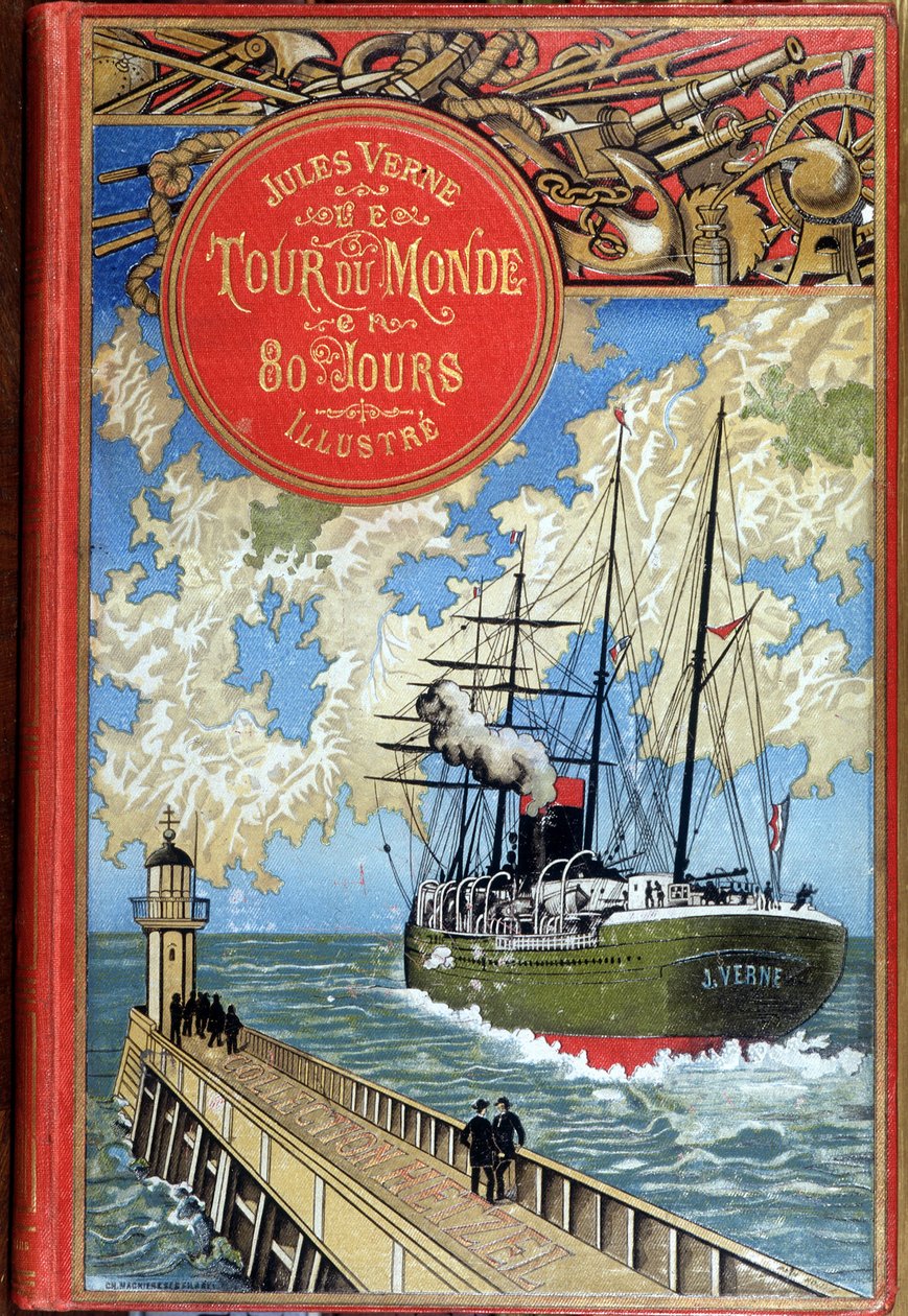 Couverture de « Le Tour du Monde en 80 jours » de Jules Verne, éd. Hetzel - Unknown artist