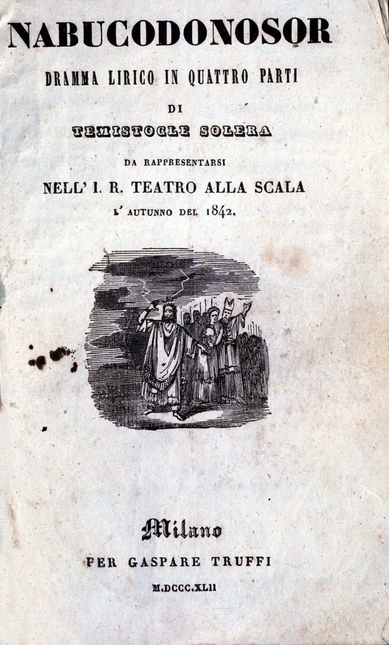 Couverture du premier livret de Nabucco par Giuseppe Verdi (1813 - 1901), initialement nommé Nabucodonosor - Unknown artist