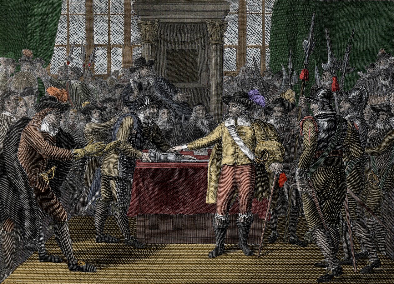 Cromwell dissout le Long Parlement - Le Parlement croupion - Oliver Cromwell (1599-1658) dissout le Parlement britannique - Unknown artist