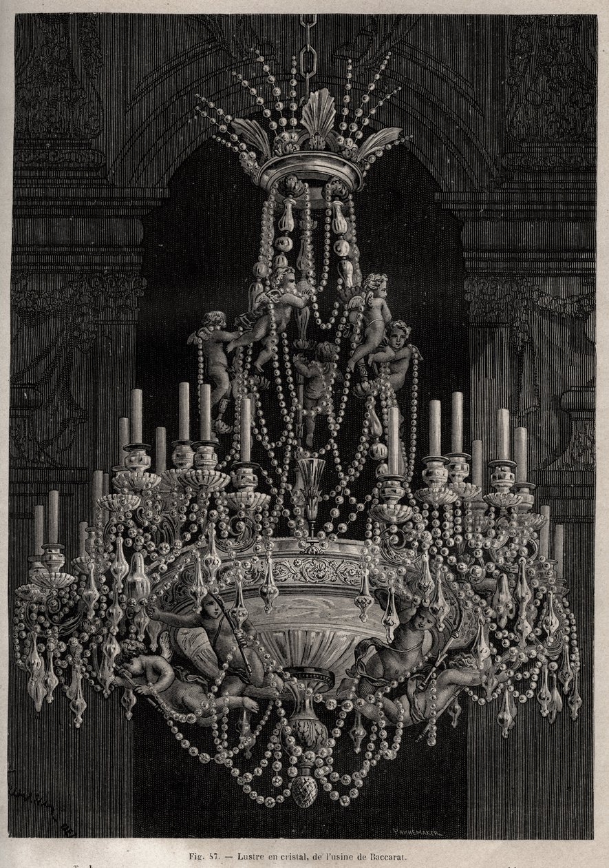 Lustre en cristal de la manufacture de Baccarat - gravure dans 
