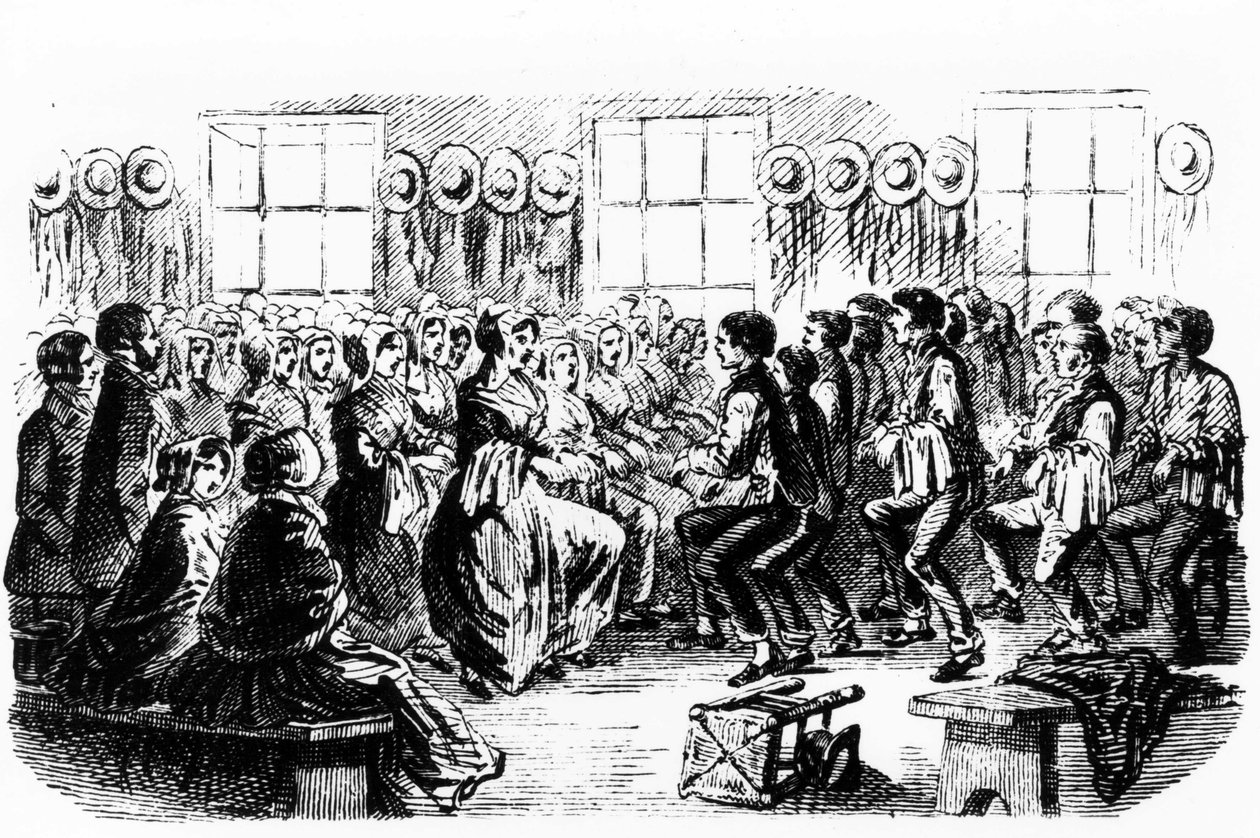 Danse des Shakers. Gravure du 19ème siècle - Unknown artist