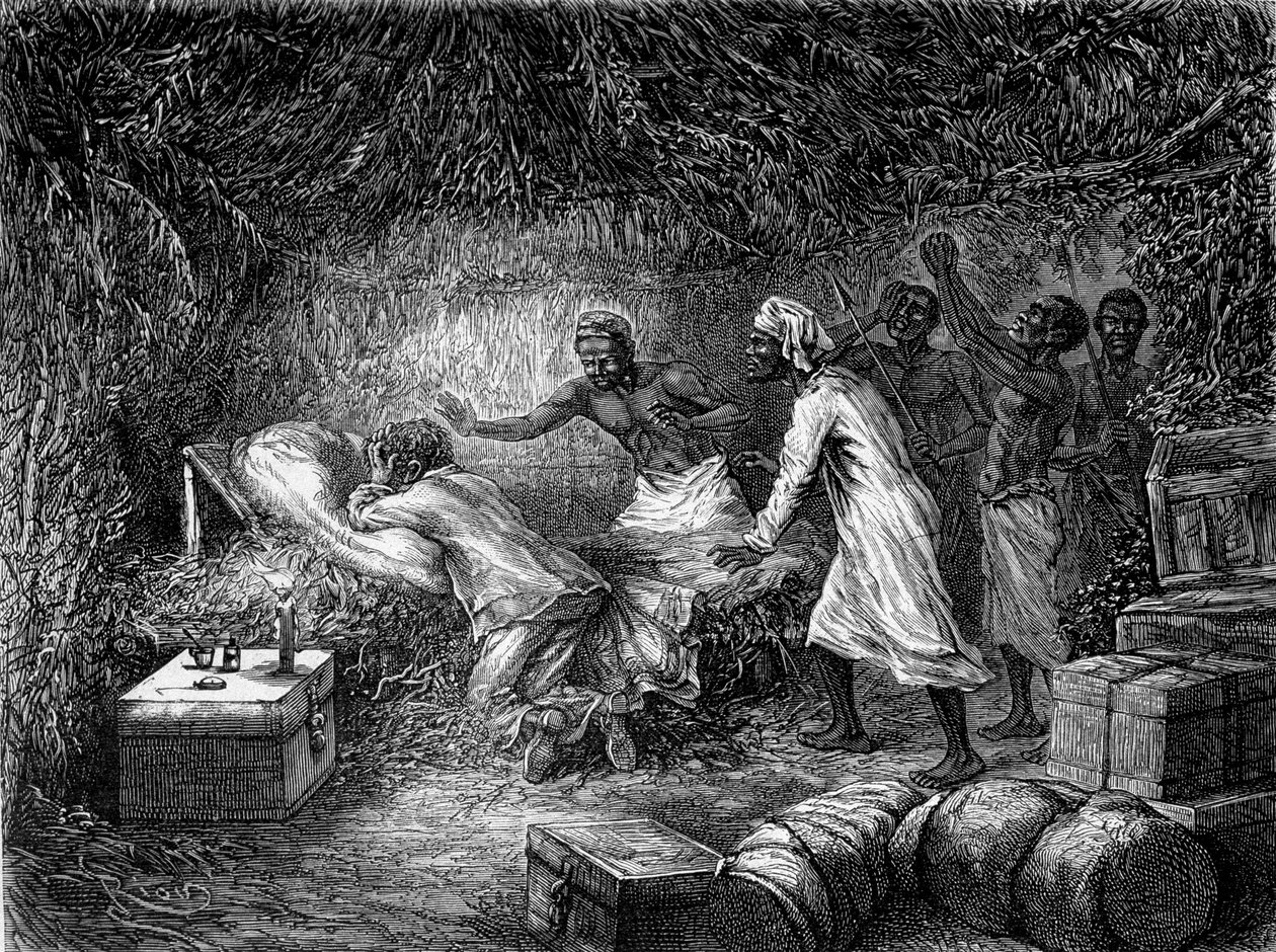 David Livingstone mort de dysenterie dans le village de Tchitammbo en 1873 - «Le dernier voyage de Livingstone 1866-1873» dans «Le Tour du Monde», 2ème semestre 1875 - Unknown artist