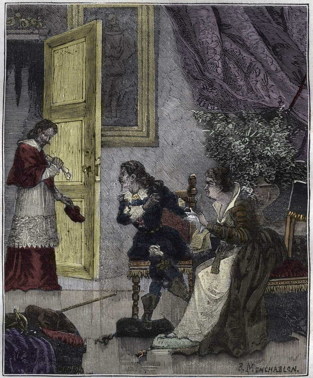 Jour des Dupes 1630 - Au moment où Marie de Médicis plaidait sa cause, le cardinal Richelieu entra - illustration dans « Paris à travers les siècles » par Knee-Lac - Unknown artist