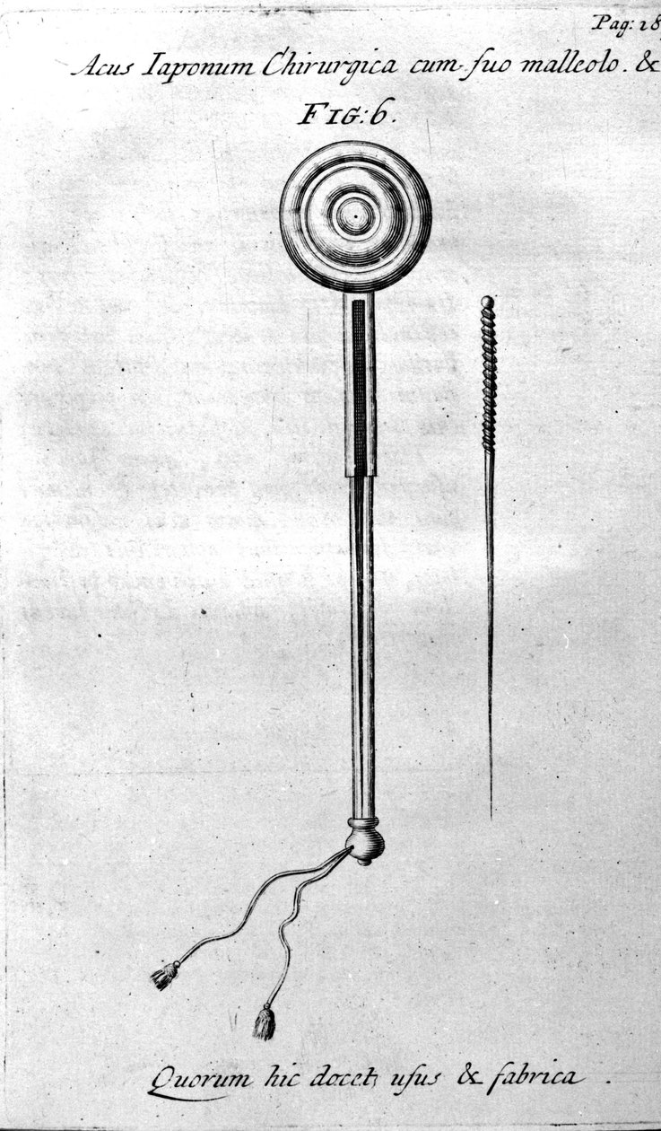 De Acupunctura par W.Ten Rhijne. Londres 1683. Premier texte occidental traitant de l