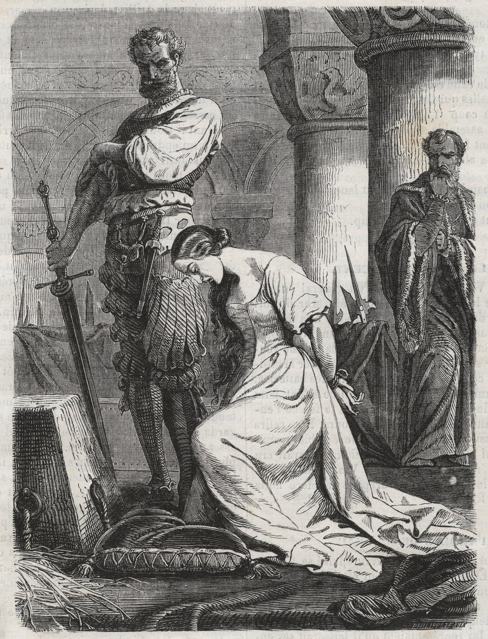 Mort de Katherine Howard, épouse de Henry VIII gravure 1864 - Catherine Howard (Katherine ou Katheryn) - Unknown artist