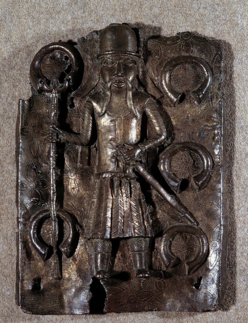 Arts décoratifs : plaque en laiton gravée par un guerrier portugais. 16ème siècle. Conservée à Vienne - Unknown artist