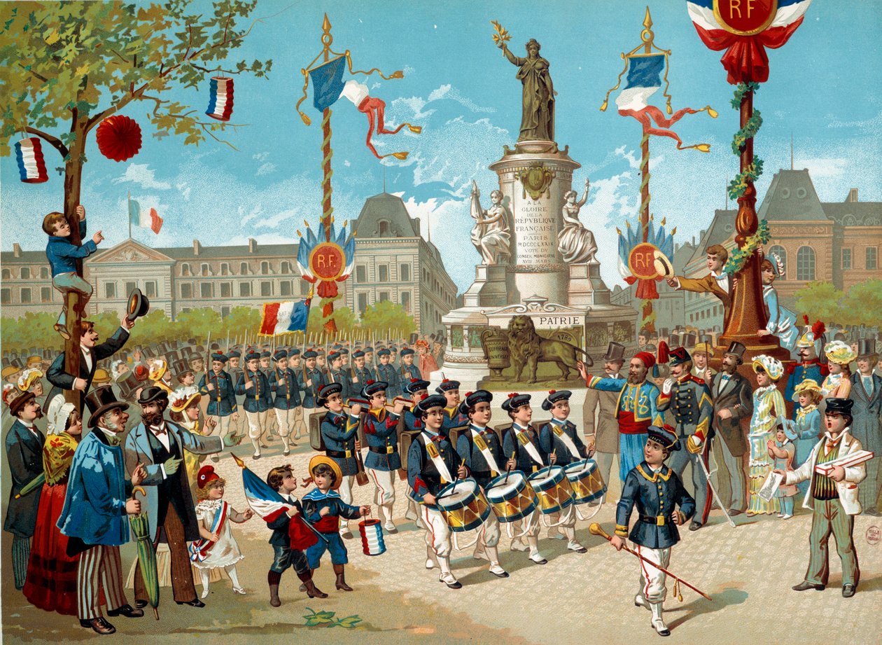 Défilé des enfants des bataillons scolaires sur la Place de la République le 14/07/1883 à Paris - Unknown artist