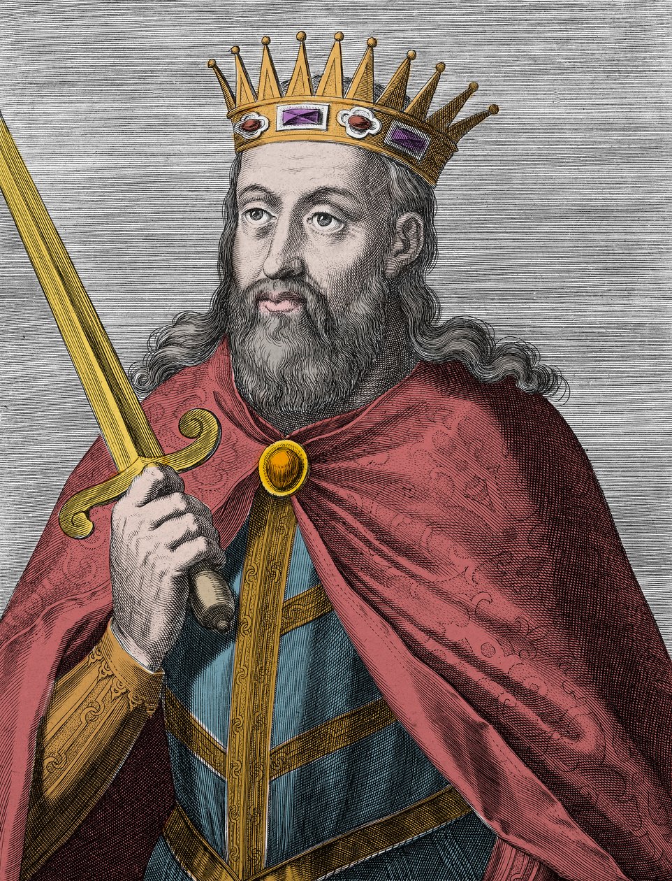 Denis de Portugal (le Roi Agriculteur) - Denis I de Portugal (1261-1325) (le Roi Troubadour - le Père de la Patrie - le Libéral) - gravure - Unknown artist