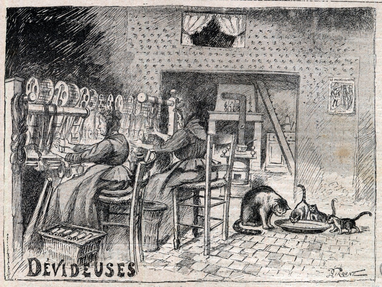 Devideuses - Atelier de Canut - intérieur d