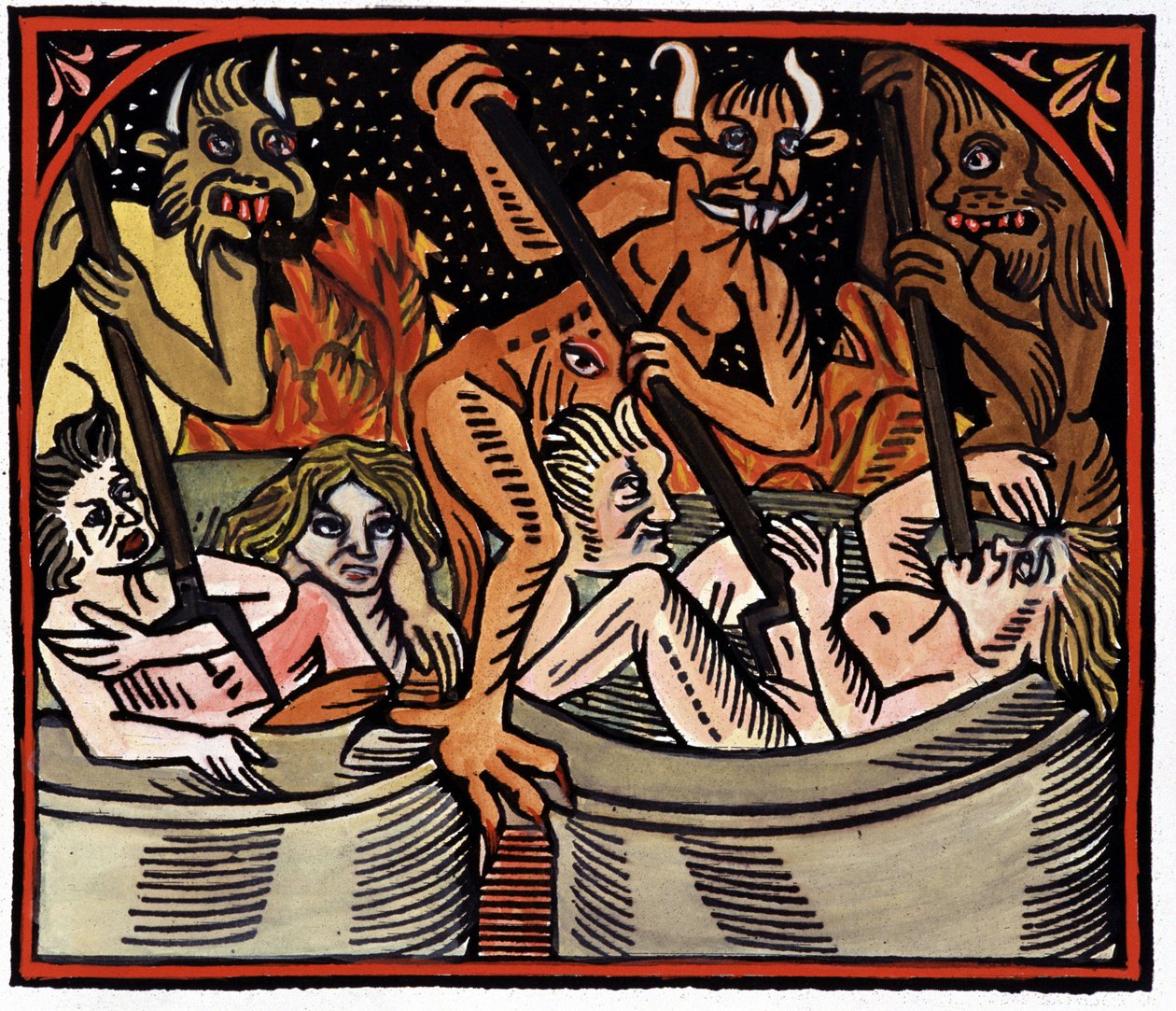 Diables cuisinant des hommes dans des chaudrons en enfer - Unknown artist