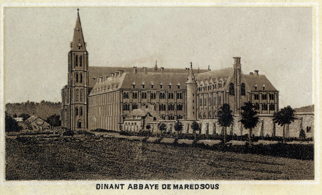 Dinant, Abbaye de Maredsous, Wallonie, Belgique. Chromolithographie de la fin du XIXe siècle - Unknown artist