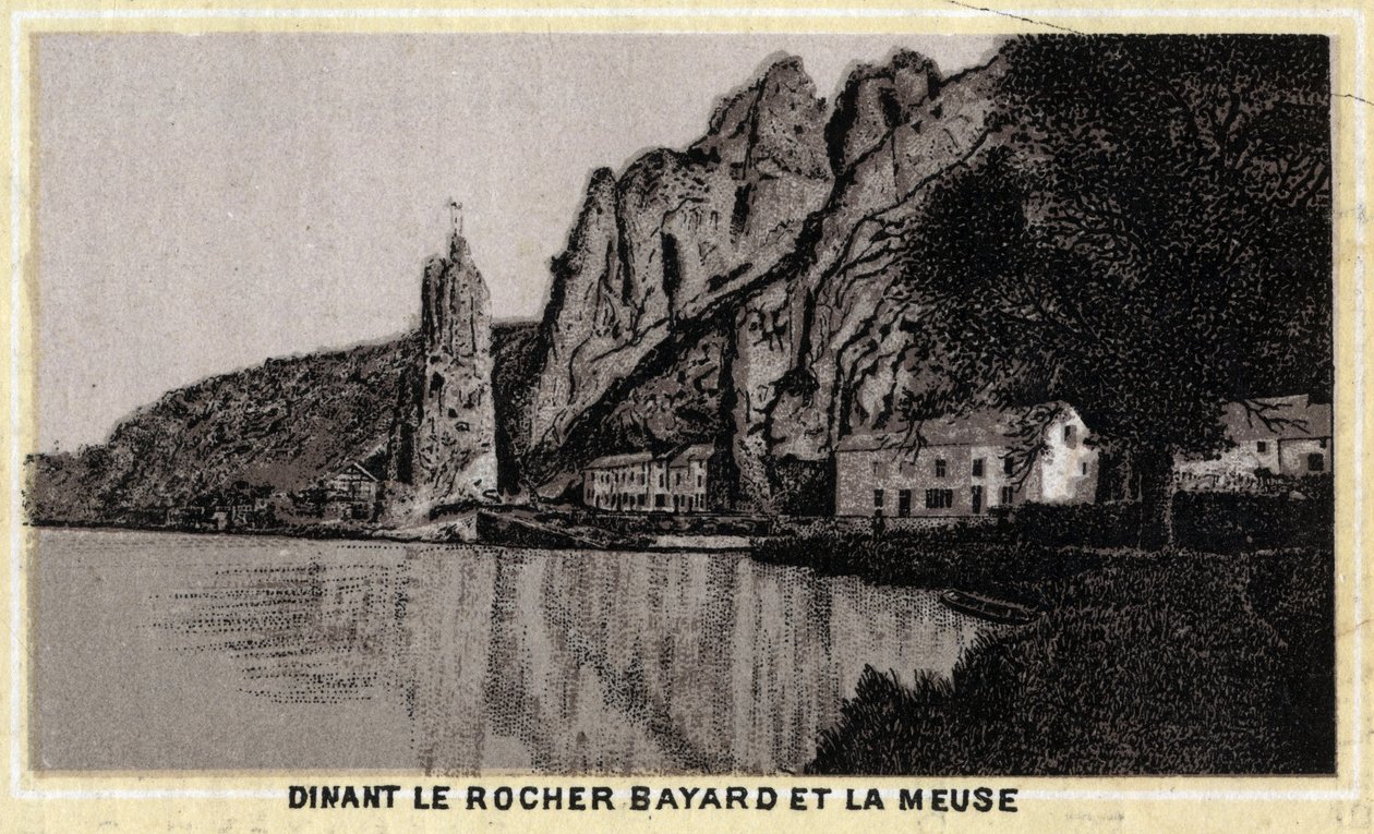Dinant, le Rocher Bayard et la Meuse, Wallonie, Belgique. Chromolithographie de la fin du 19ème siècle. - Unknown artist
