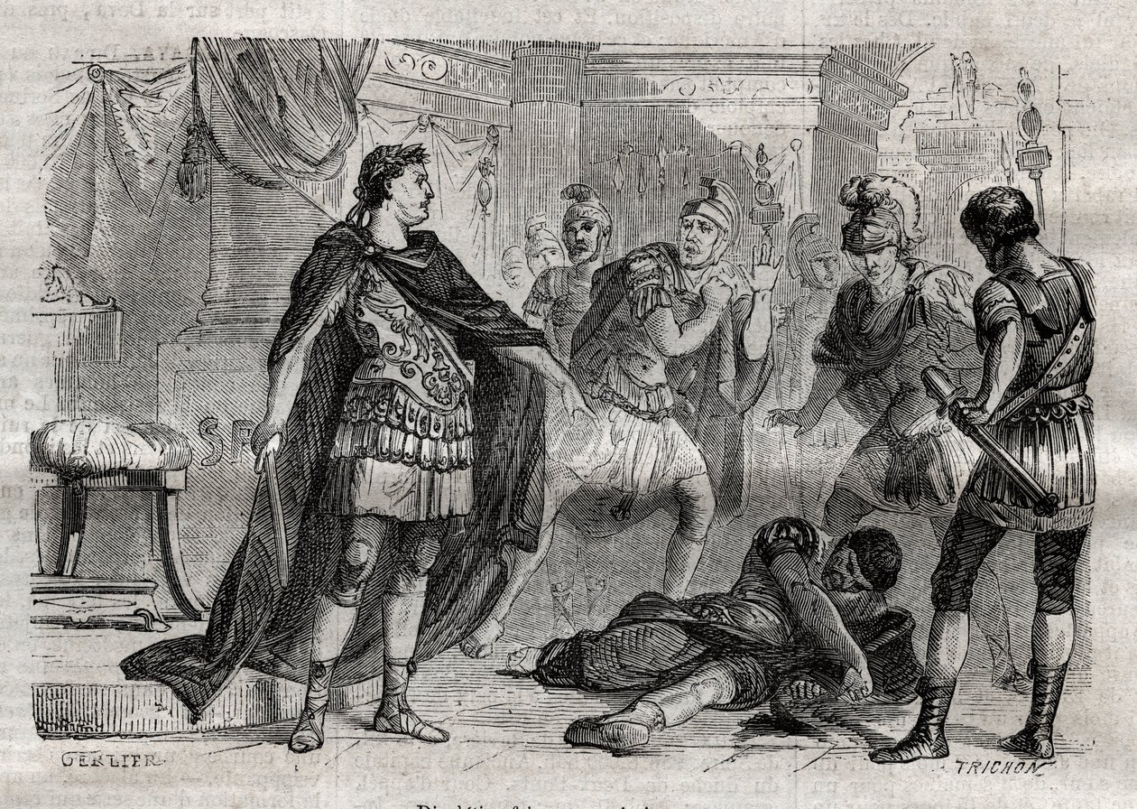 Dioclétien (Caius Aurelius Valerius Diocletianus Augustus) (244-311) mourant Lucius Flavius Aer - gravure dans « Dictionnaire populaire illustré » - 1864 - par Joseph Decembre et Edmond Allonier - Unknown artist