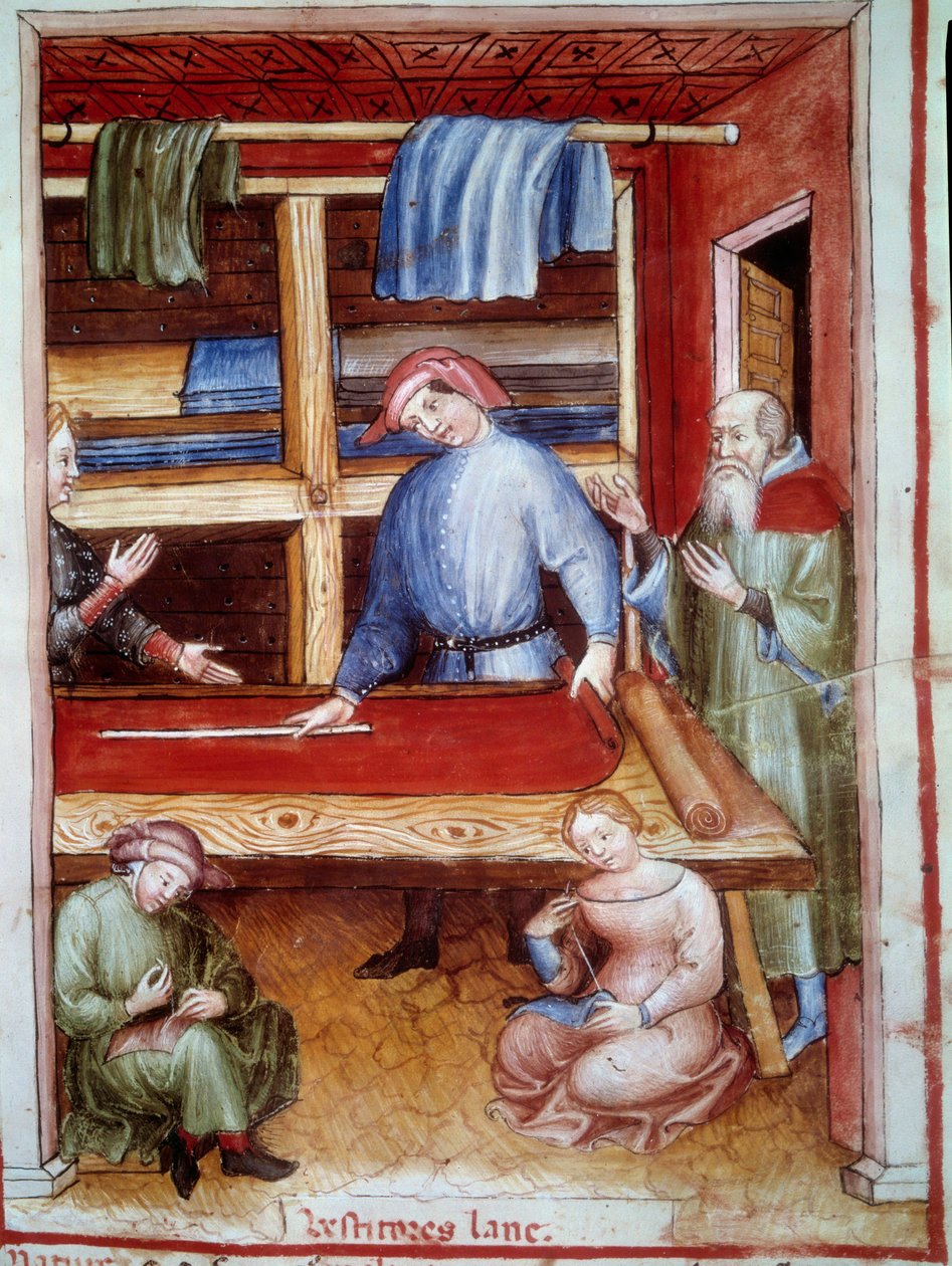 Boutique de drapier Enluminure du commerce de la médecine et de la diététique « Tacuinum sanitatis » - Unknown artist