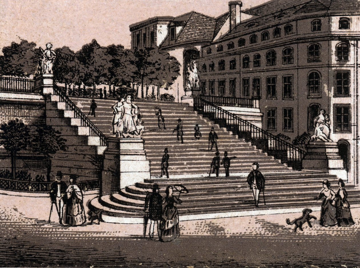 Dresde, Allemagne : vue de la Terrasse de Brühl dans « Le Monde Illustré 168 vues » sans date (fin XIXe siècle) - Unknown artist