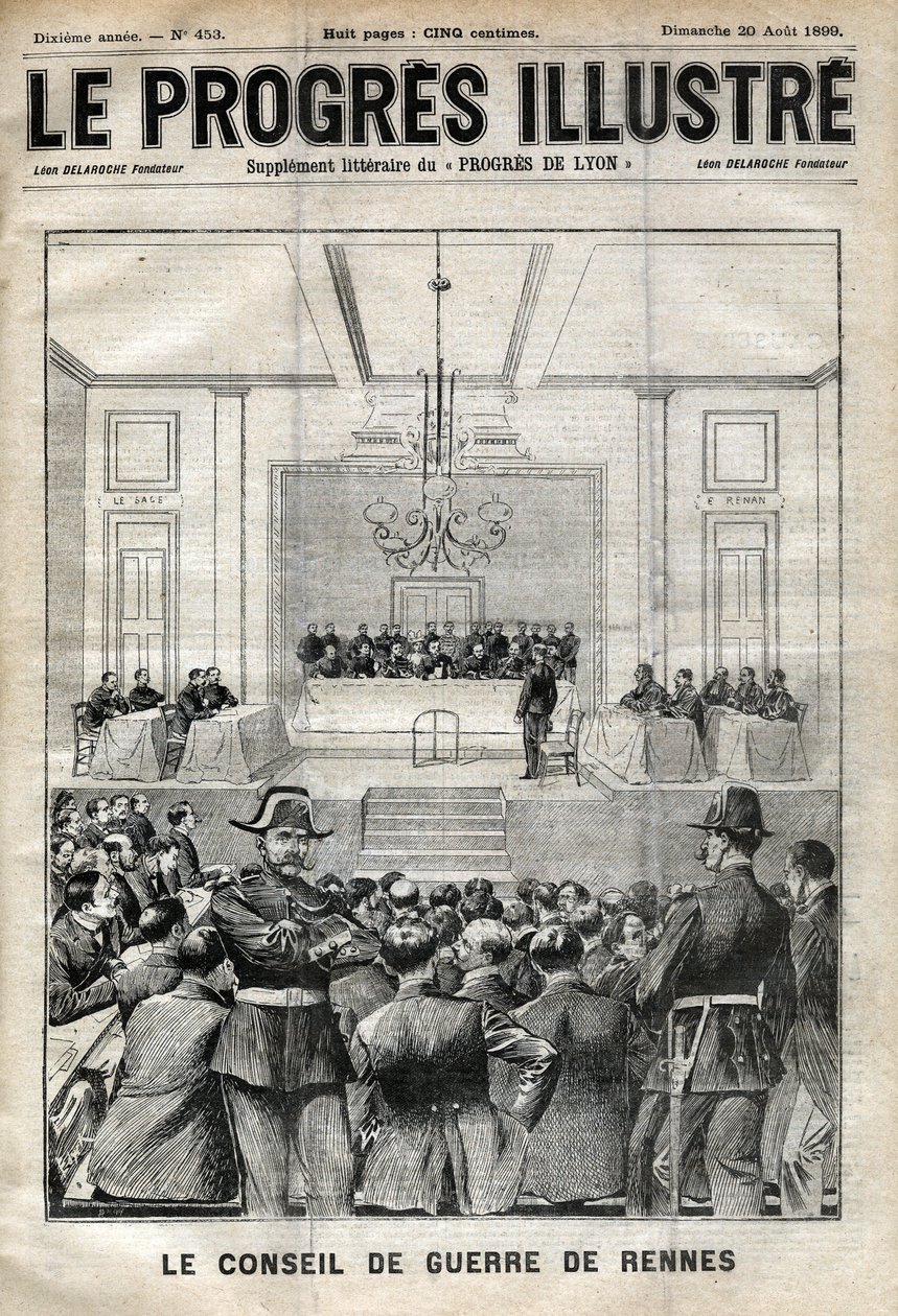 Affaire Dreyfus. Procès de Rennes. Alfred Dreyfus devant le Conseil de guerre (1899). Couverture de 