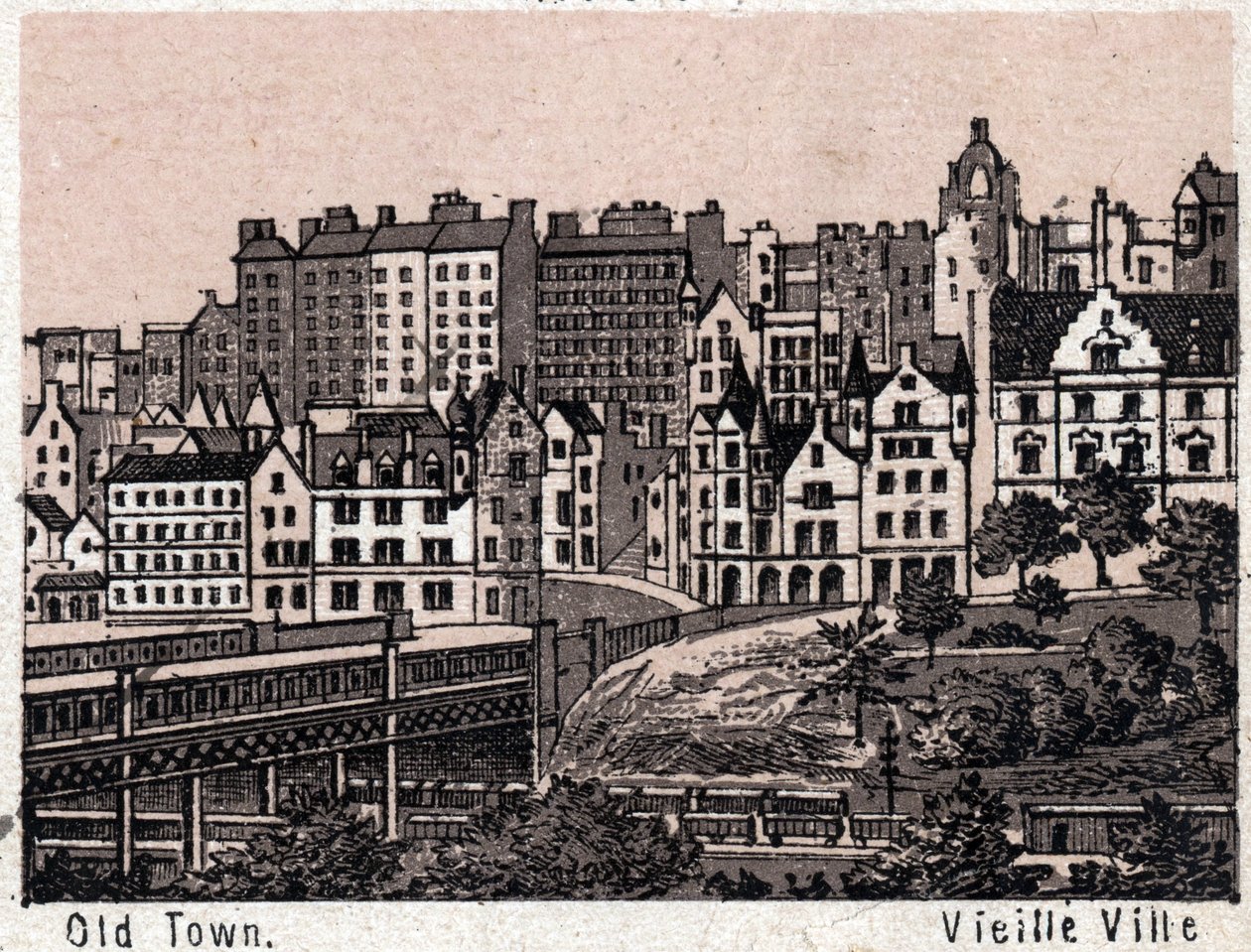 Édimbourg, Écosse : vue de la vieille ville à Édimbourg - Unknown artist