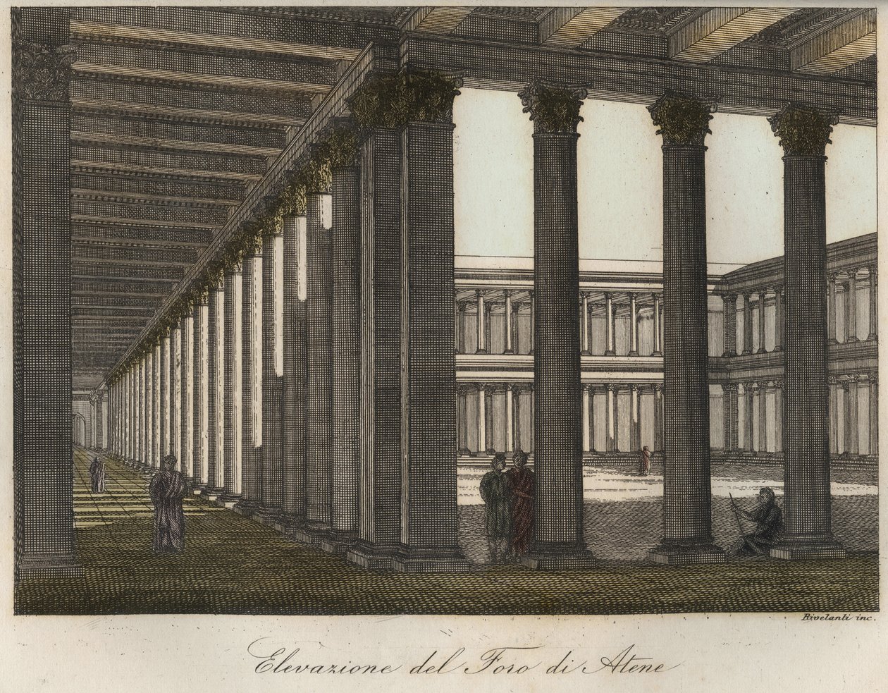 Élévation du forum à Athènes - gravure de « Usi e Costumi di Tutti i Popoli dell